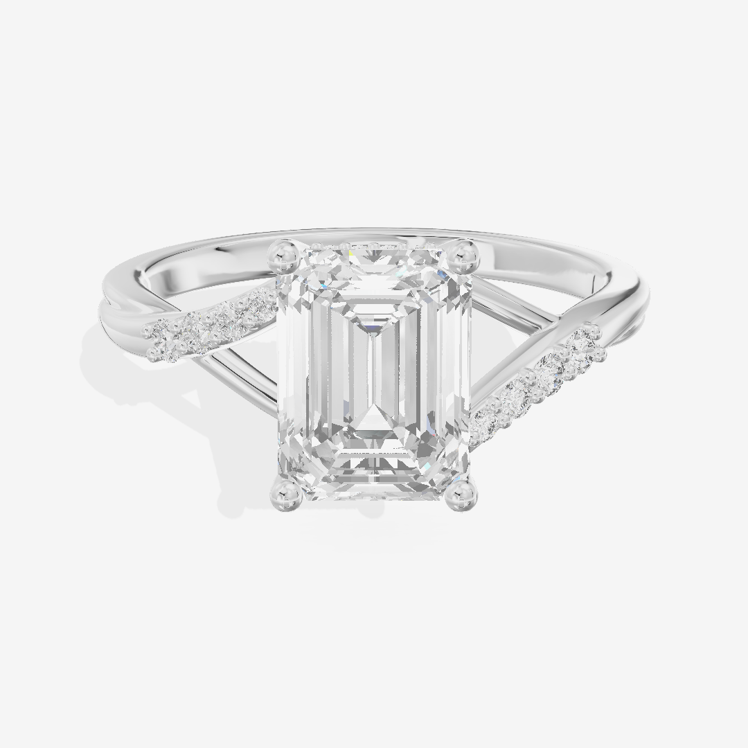 Aimora Hidden Halo Emerald Engagement Ring (1/8 ct. tw.) in 14K White Gold