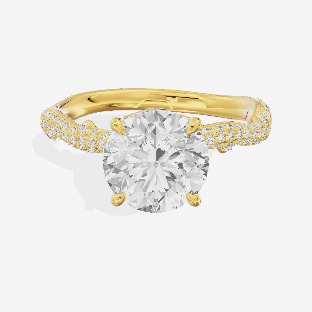 Twine Vine Vine Round Engagement Ring with Side Stones (3/5 ct. tw.) in 14K Yellow Gold