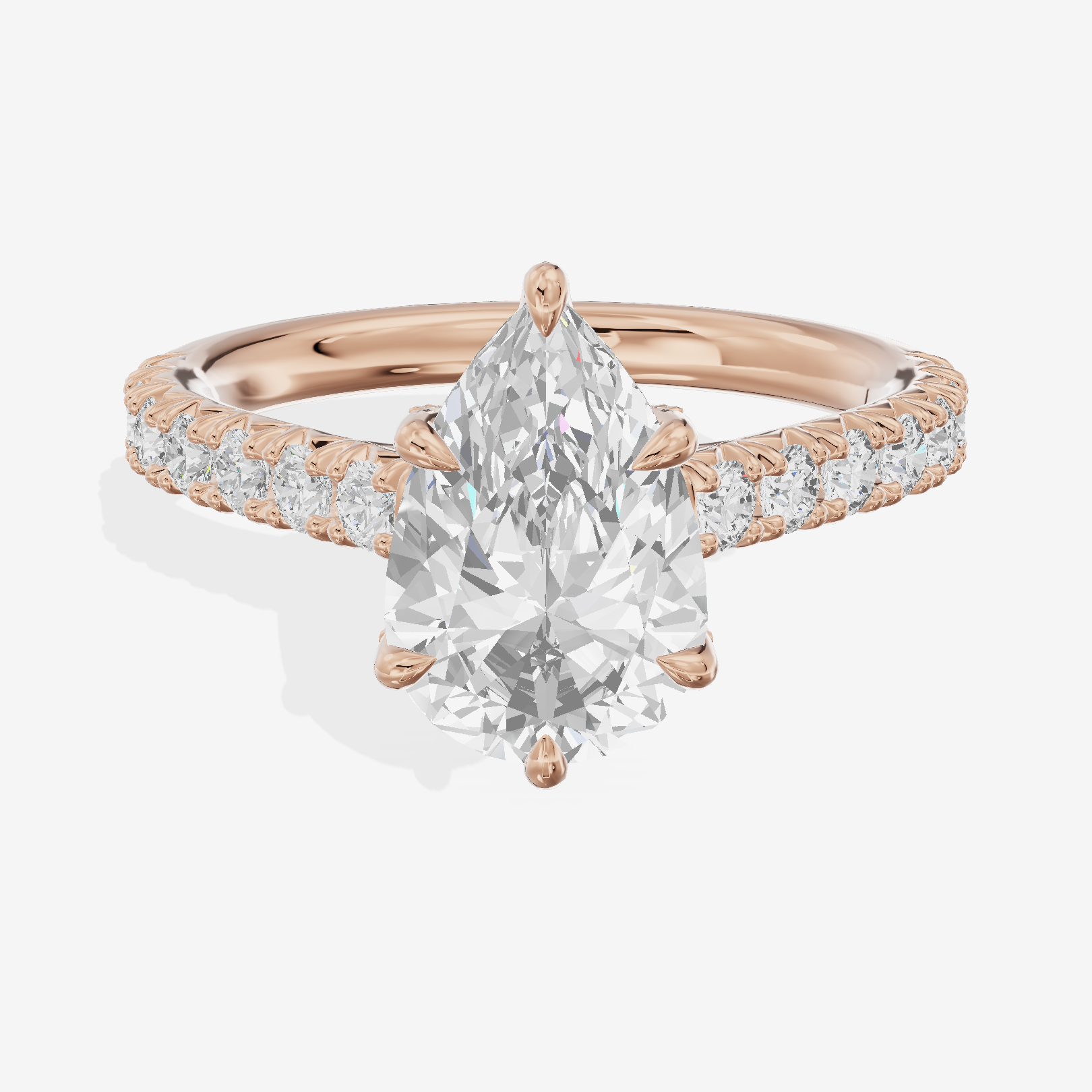 One of One Hidden Halo Pear Engagement Ring (1/2 ct. tw.) in 14K Rose Gold