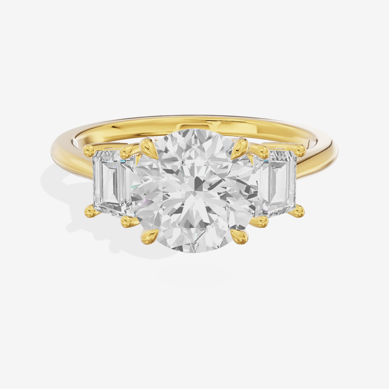 Triade Side Stone Round Three Stone Engagement Ring (2/5 ct. tw.) in 18K Yellow Gold