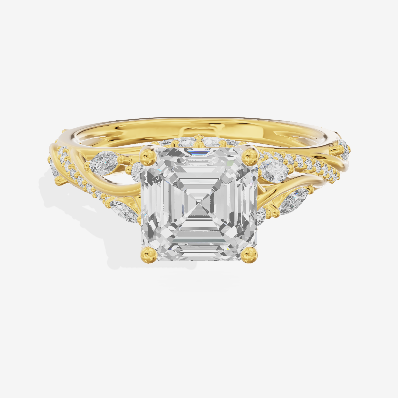 Twined Lumera Asscher Twisted Engagement Ring (1/2 ct. tw.) in 18K Yellow Gold