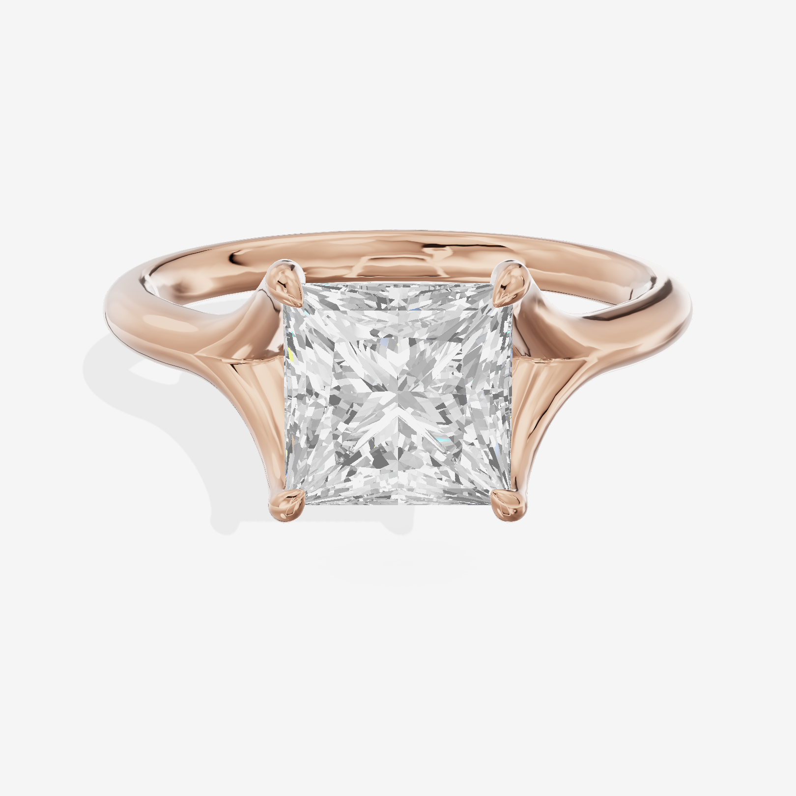 Classic Aurea 2mm Princess Solitaire Engagement Ring in 14K Rose Gold