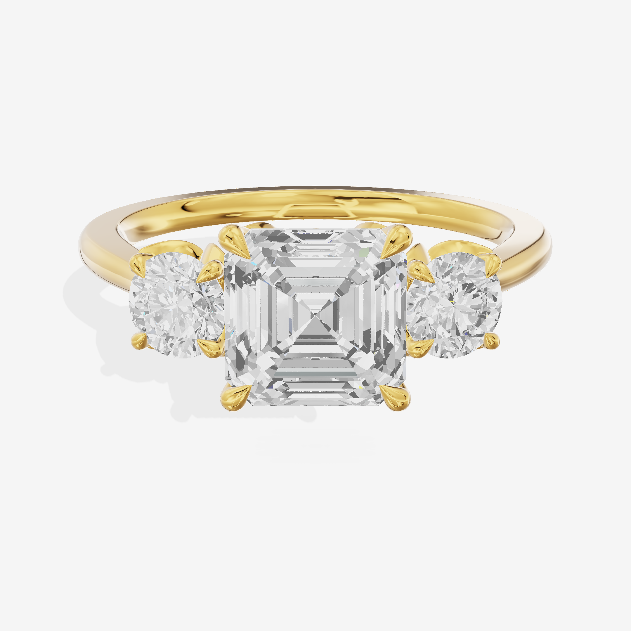 Modern Sincere Three Stone Asscher Engagement Ring (1/2 ct. tw.) in 14K Yellow Gold