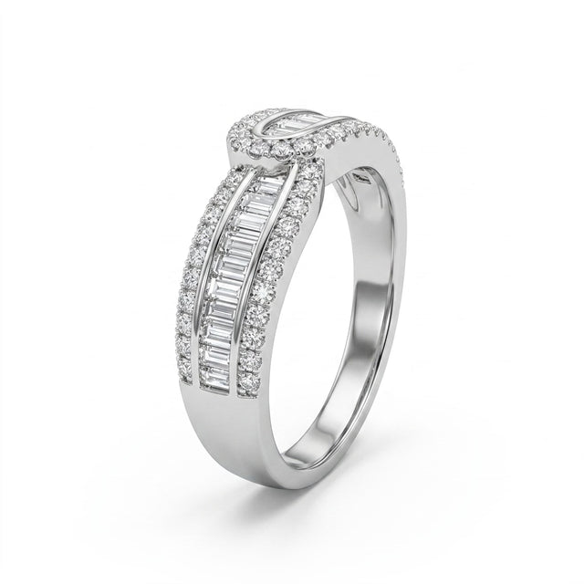 Pavé Tapered Baguette Engagement Ring (1.05 ct. tw.) in 18K White Gold