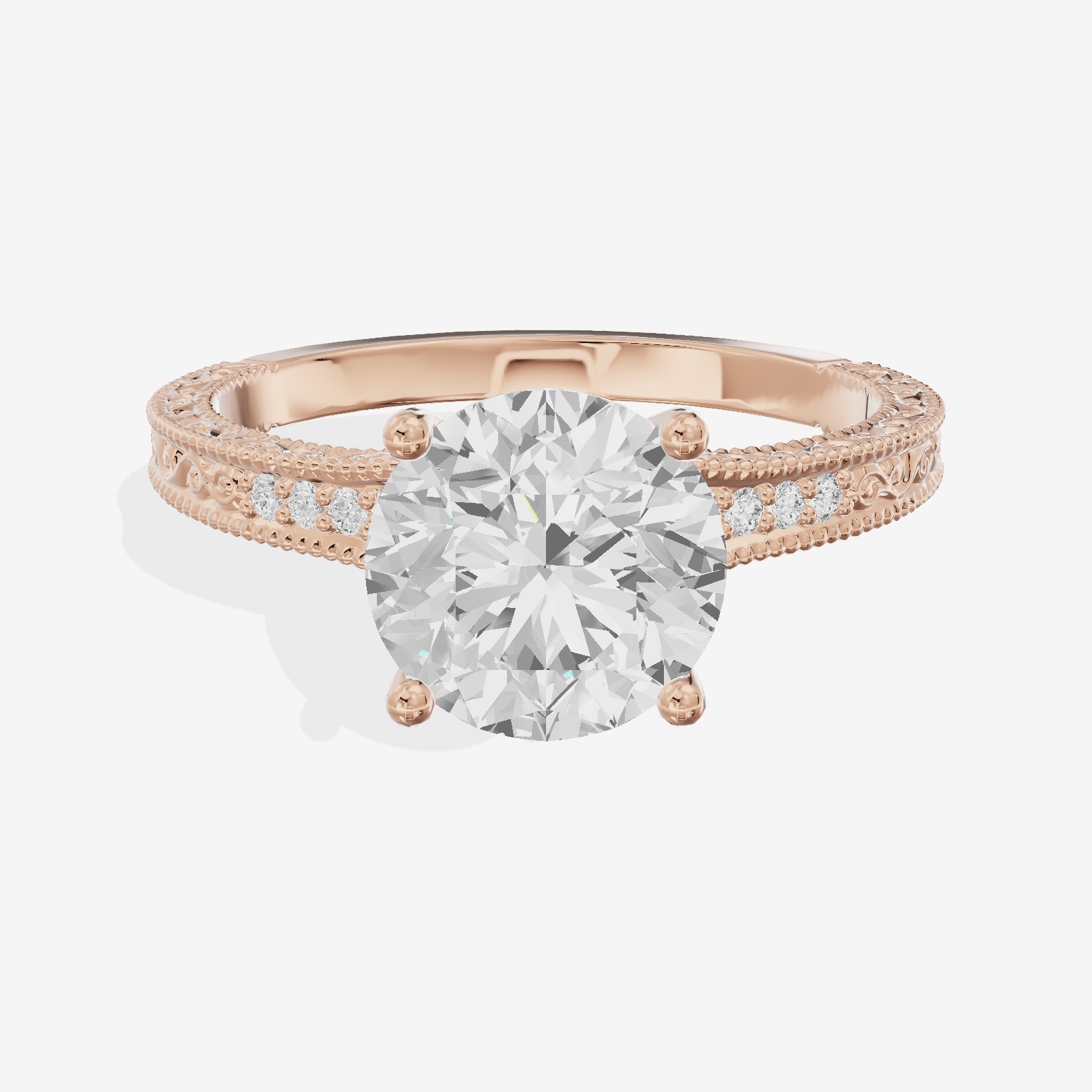 Vintage Sincere Round Engagement Ring (1/10 ct. tw.) in 18K Rose Gold