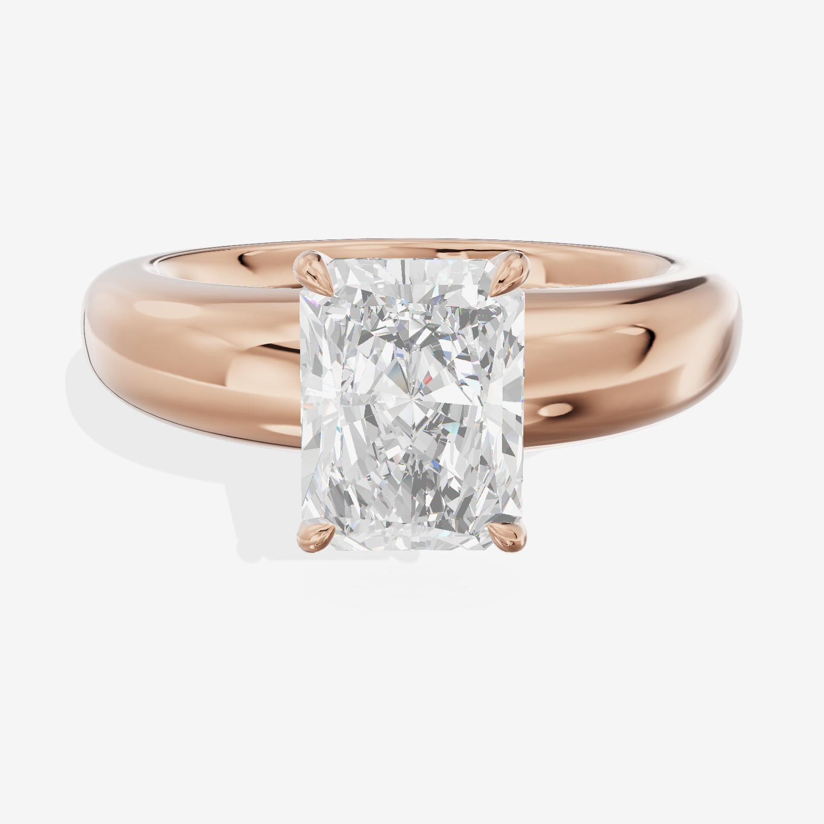 Whispered Adorae 5mm Radiant Solitaire Engagement Ring in 18K Rose Gold