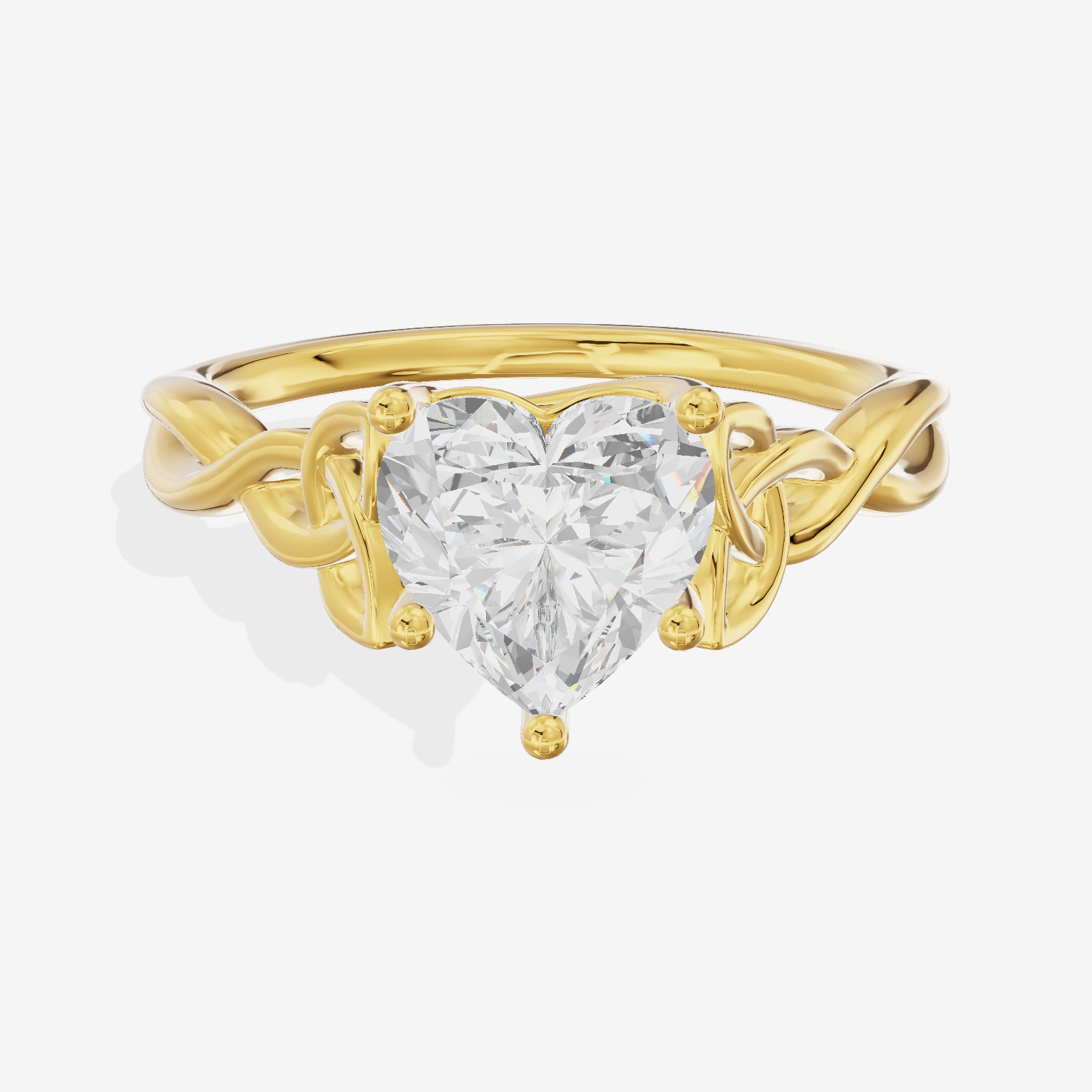 Modern Vowsae 2.5mm Heart Solitaire Engagement Ring in 14K Yellow Gold