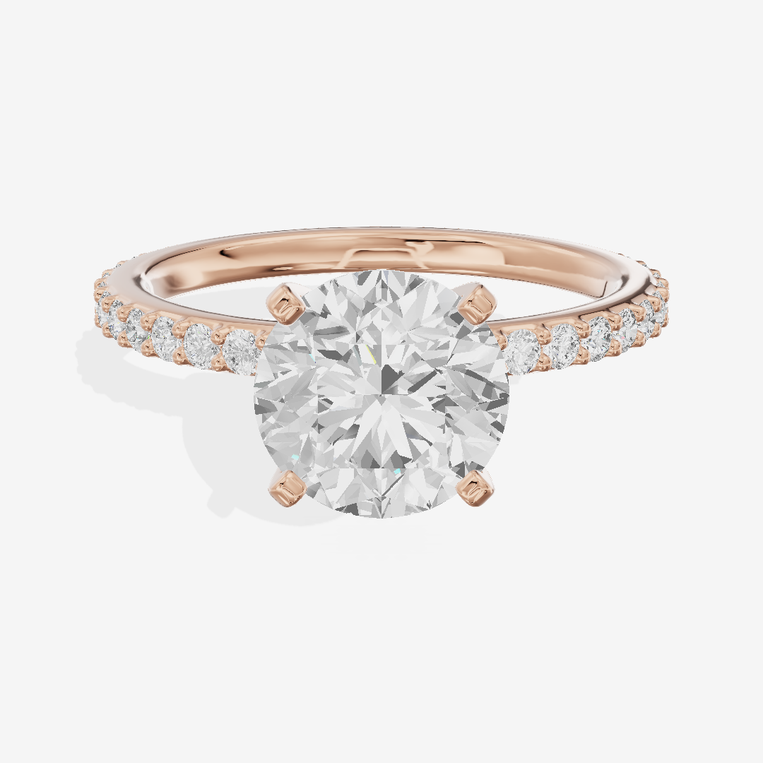 Petite Trellise Round Engagement Ring with Side Stones (1/3 ct. tw.) in 18K Rose Gold