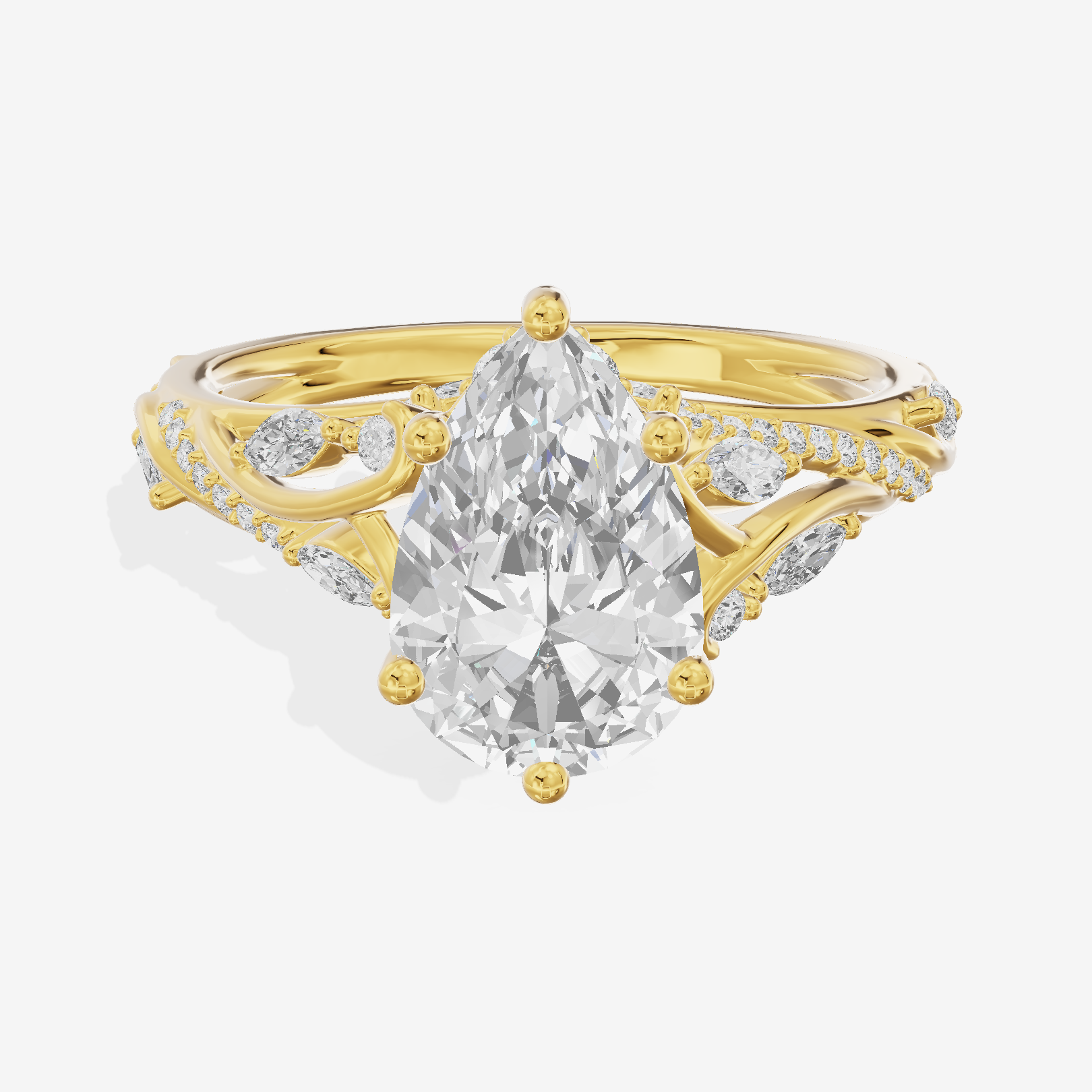 Twined Lumera Pear Twisted Engagement Ring (1/2 ct. tw.) in 18K Yellow Gold
