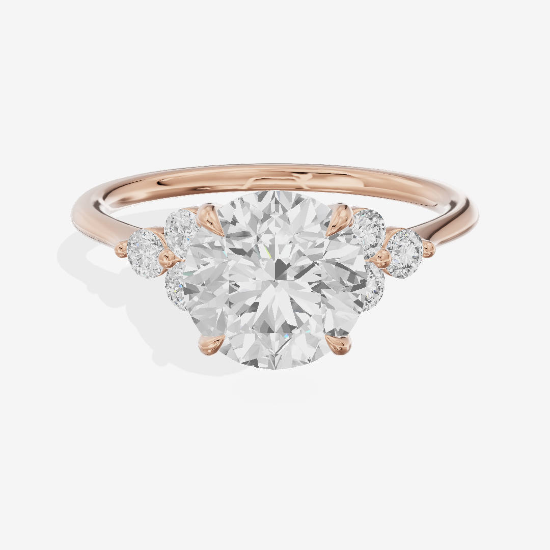 Luxe Trueheart Round Engagement Ring with Side Stones (1/5 ct. tw.) in 14K Rose Gold