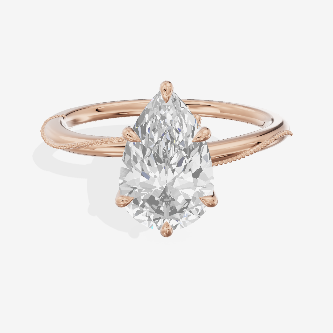 Vintage Coeurine Pear Engagement Ring (1/10 ct. tw.) in 18K Rose Gold