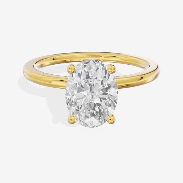 Vowsae Hidden Halo Oval Engagement Ring (1/20 ct. tw.) in 18K Yellow Gold