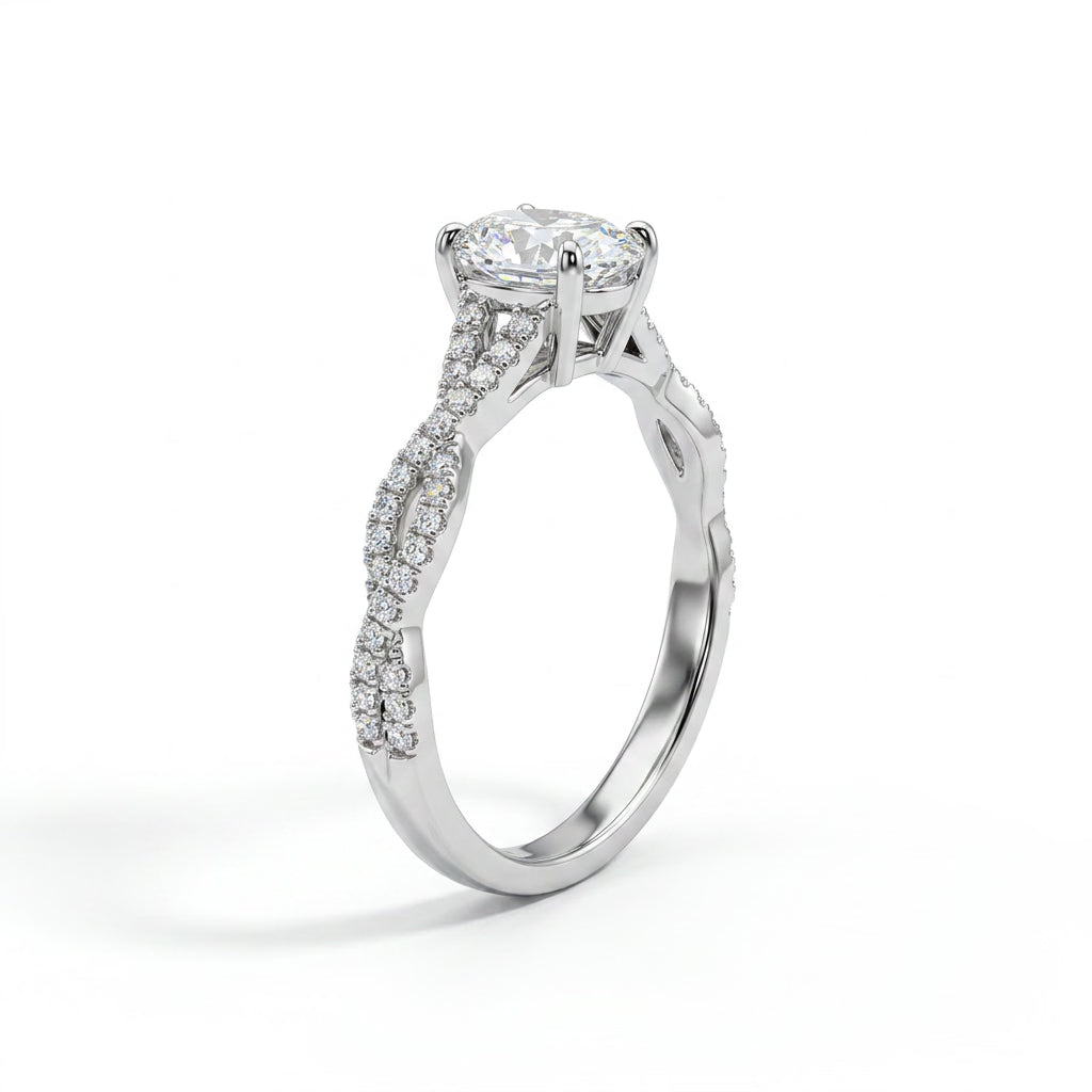 Solitaire Twist Oval Engagement Ring (1.1 ct. tw.) in 18K White Gold