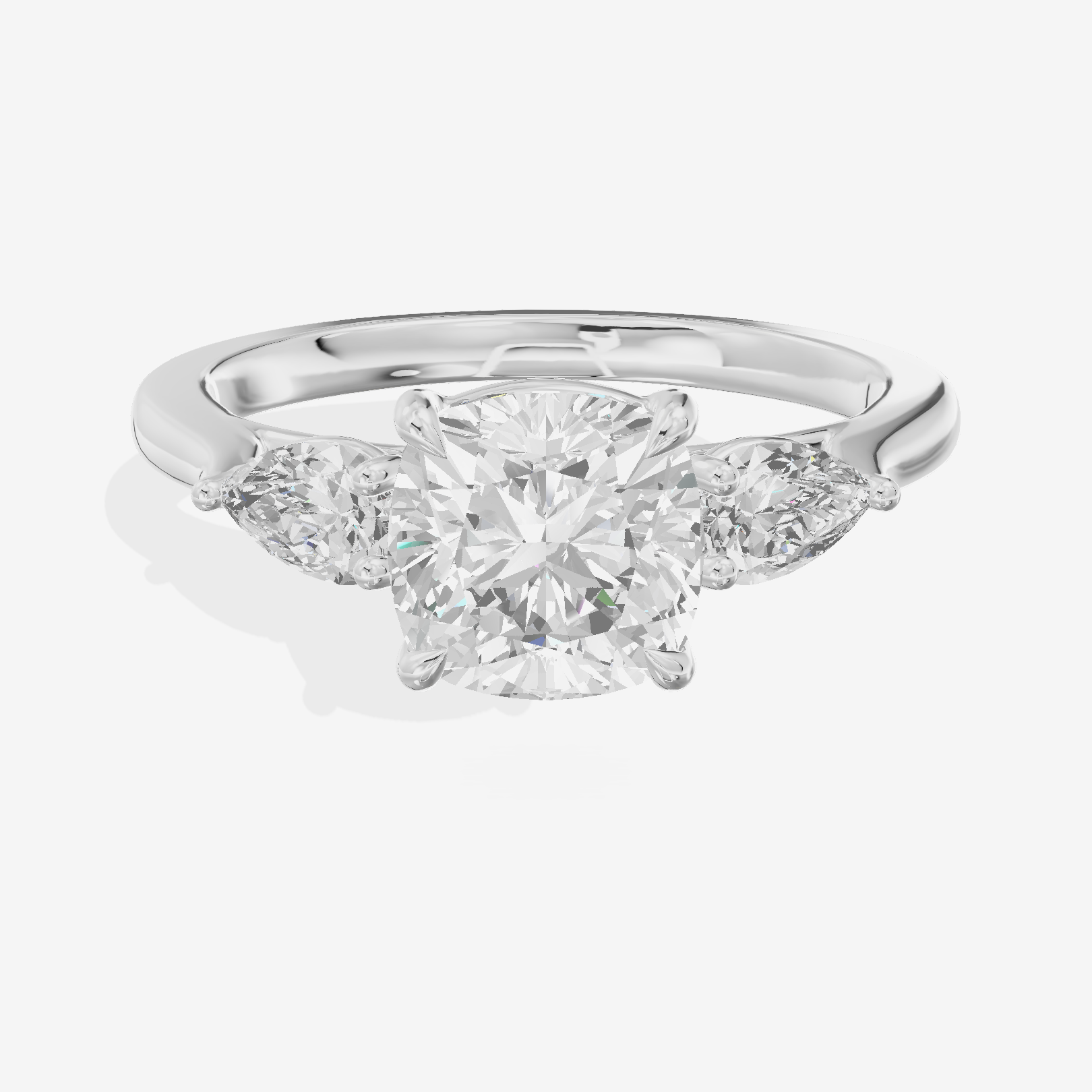 Classic Eversince Cushion Engagement Ring with Side Stones (2/5 ct. tw.) in 18K White Gold