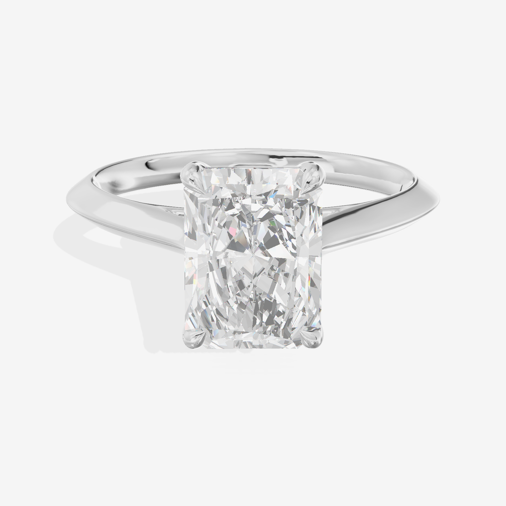 Belovae Solitaire 2mm Radiant Engagement Ring in 14K White Gold