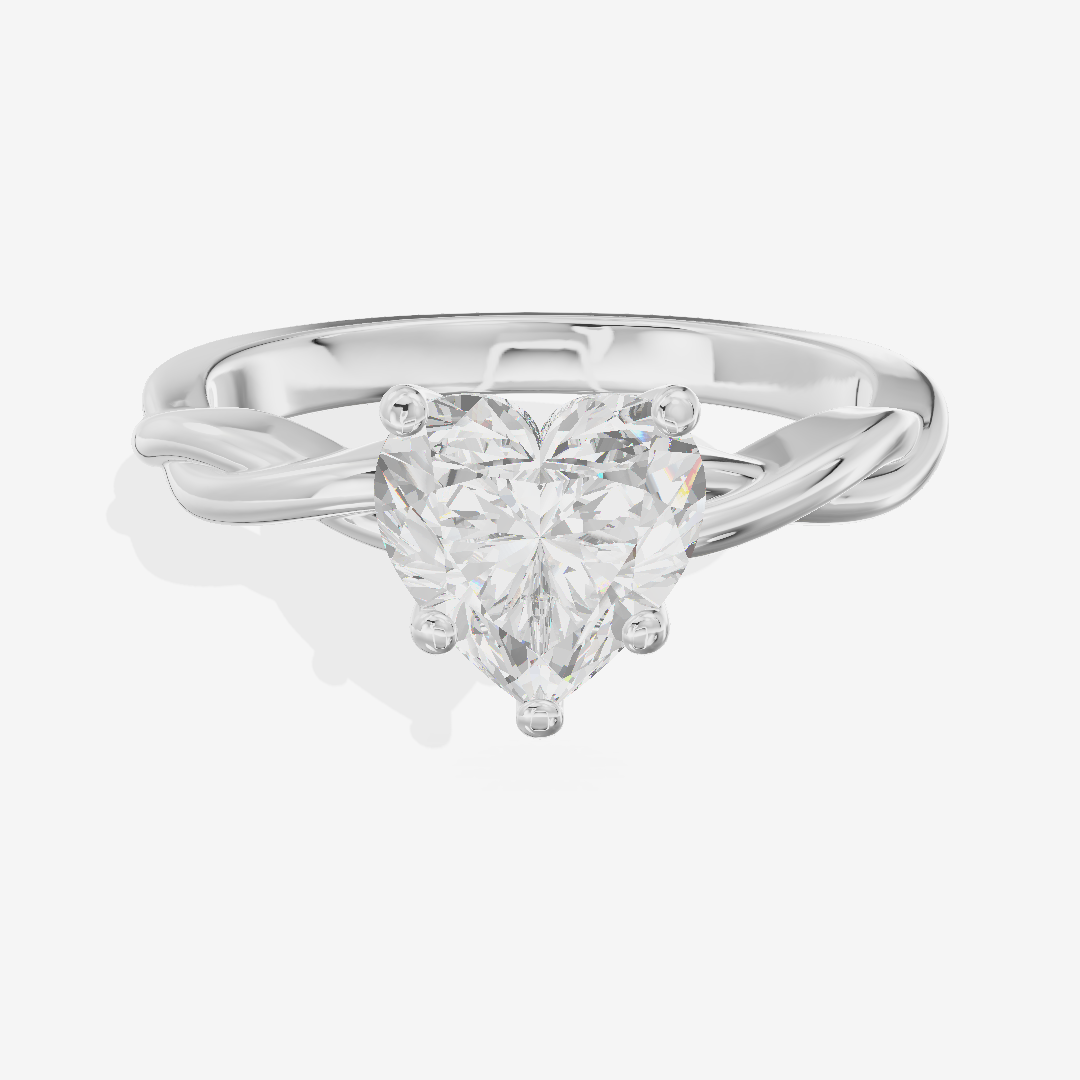 Twined Coeurine Heart Twisted Engagement Ring in Platinum
