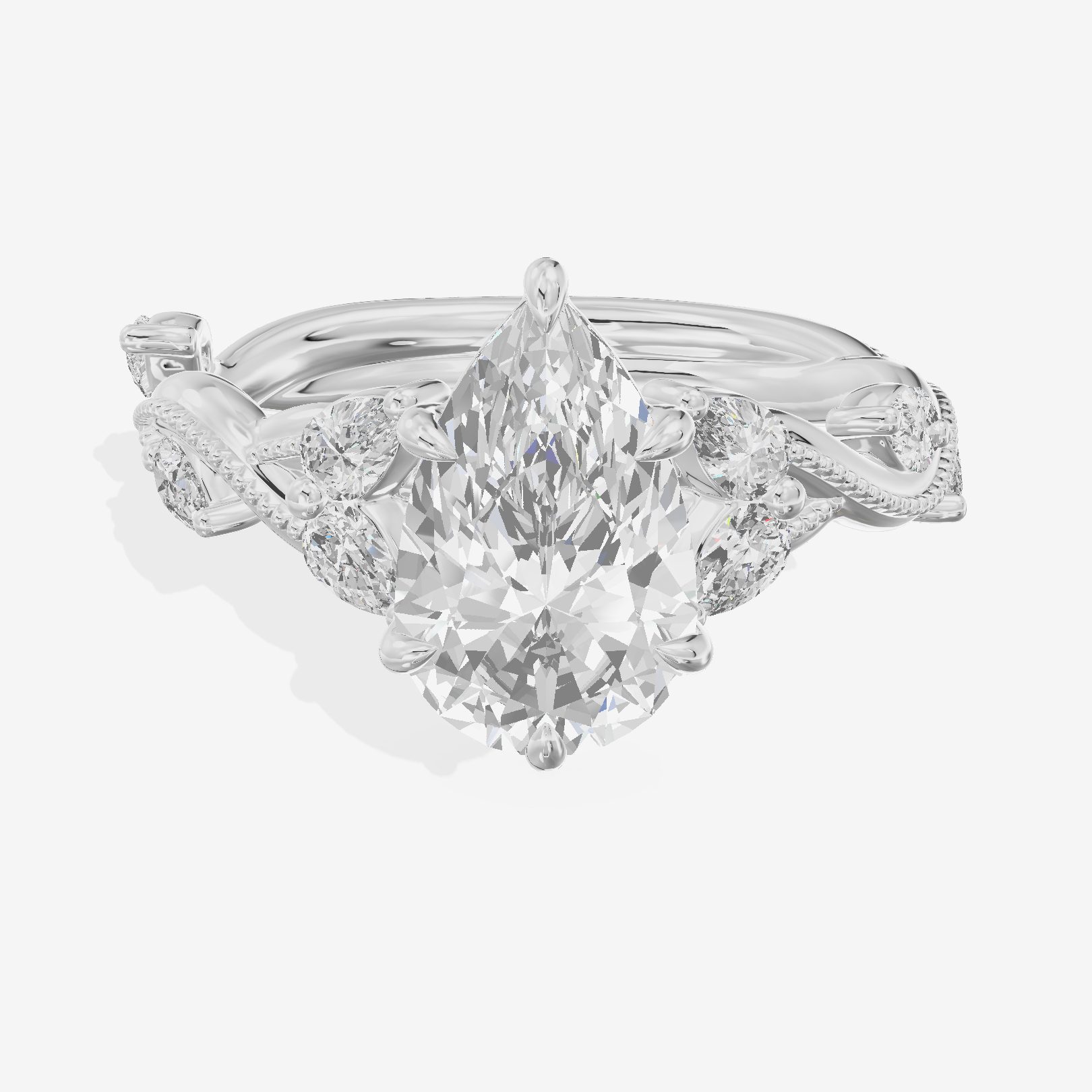 Vintage Twine Pear Engagement Ring (3/8 ct. tw.) in 18K White Gold