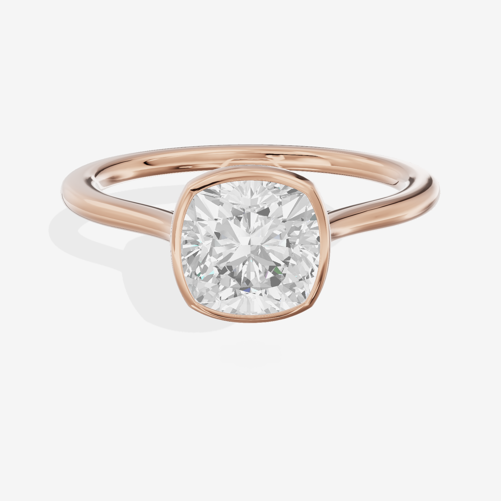 Petite Vowsae 1.5mm Cushion Bezel Engagement Ring in 14K Rose Gold