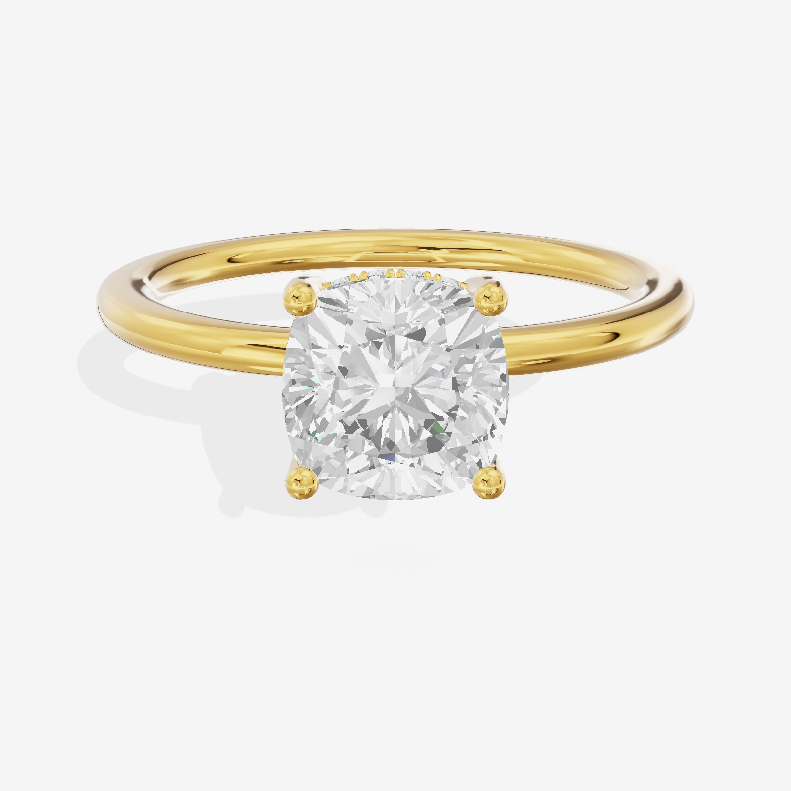 Reverya Hidden Halo Cushion Engagement Ring (1/20 ct. tw.) in 14K Yellow Gold