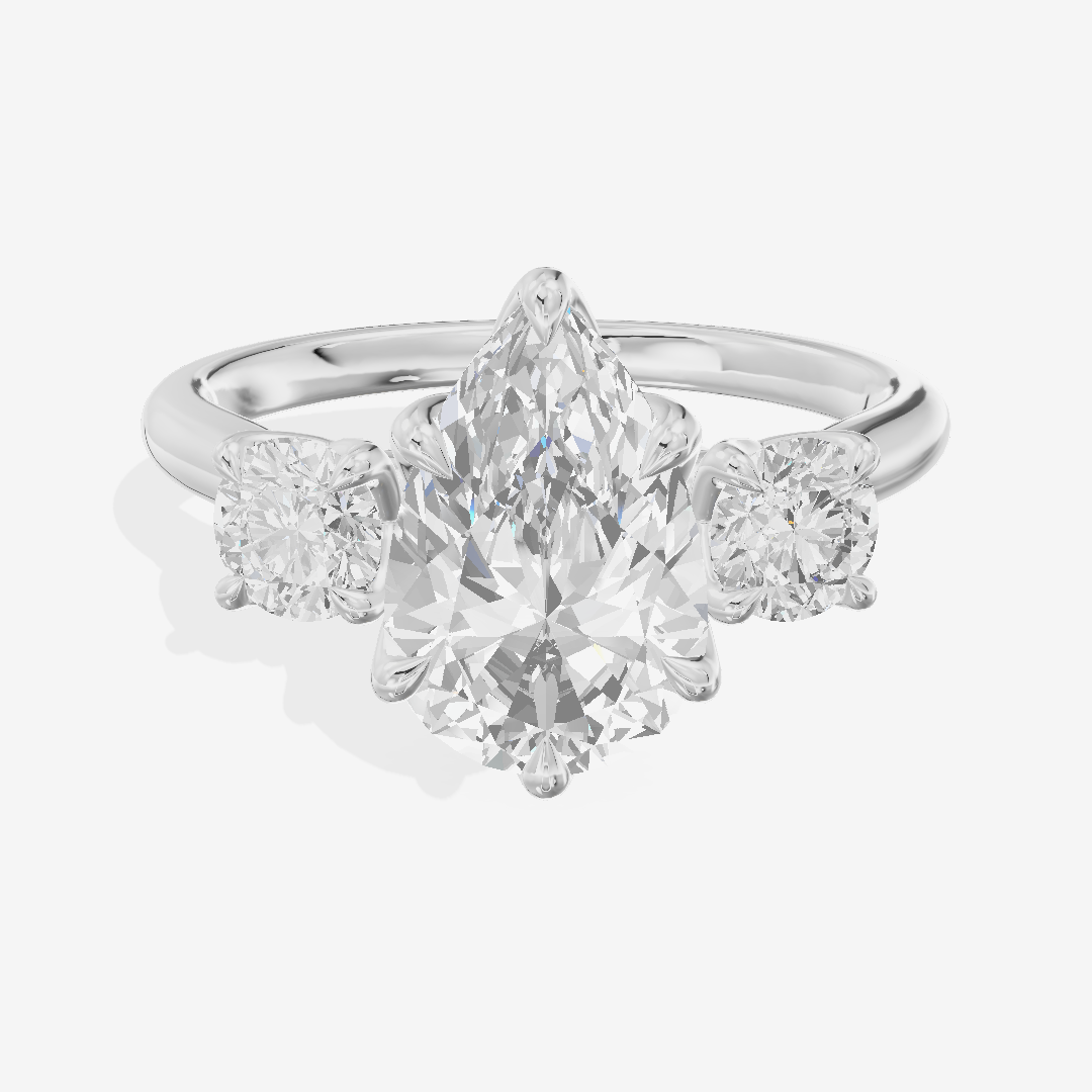 Eternal Sincere Three Stone Pear Engagement Ring (1/2 ct. tw.) in 18K White Gold