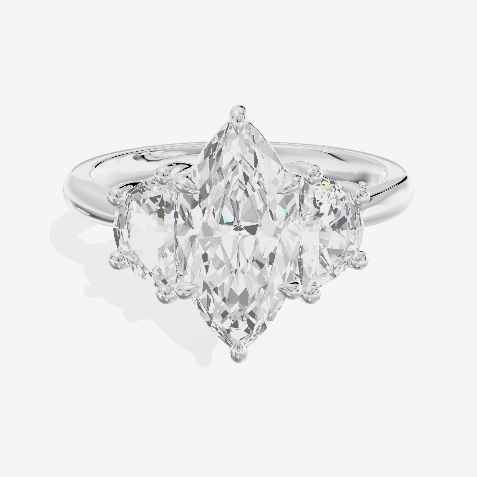 Classic Liviana Marquise Three Stone Engagement Ring (1/4 ct. tw.) in 18K White Gold