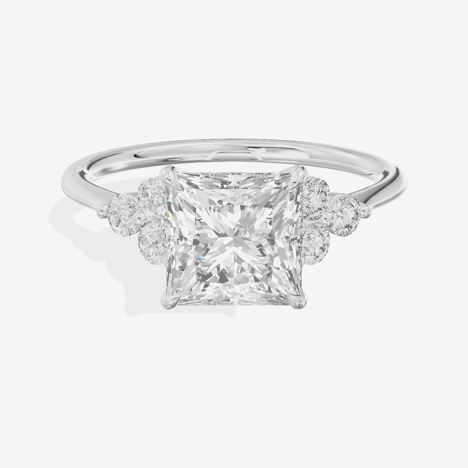 Luxe Trueheart Princess Engagement Ring with Side Stones (1/5 ct. tw.) in 14K White Gold