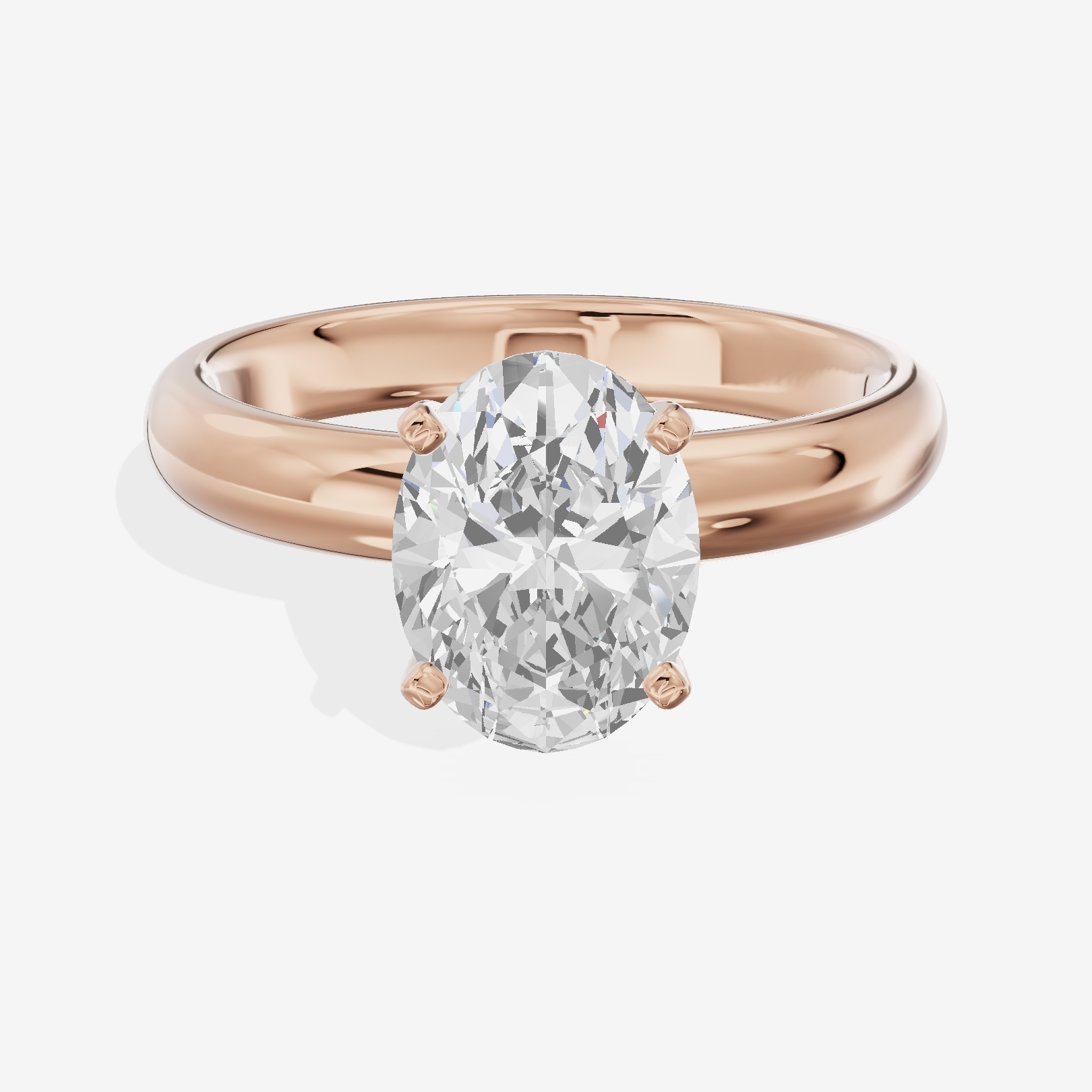 Sincere Trellis 3mm Oval Comfort Fit Engagement Ring in 18K Rose Gold