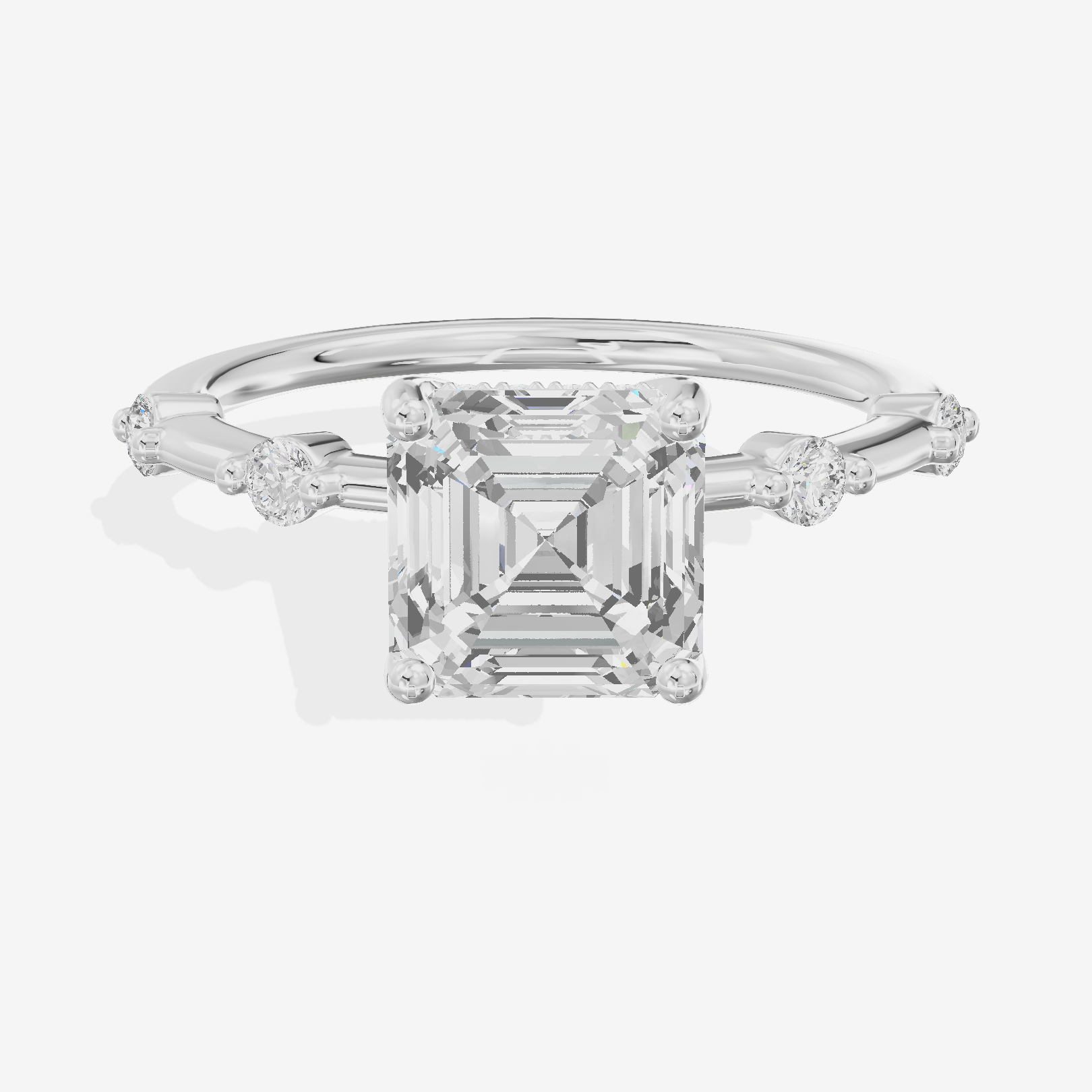 Selenia Asscher Hidden Halo Engagement Ring (1/6 ct. tw.) in Platinum