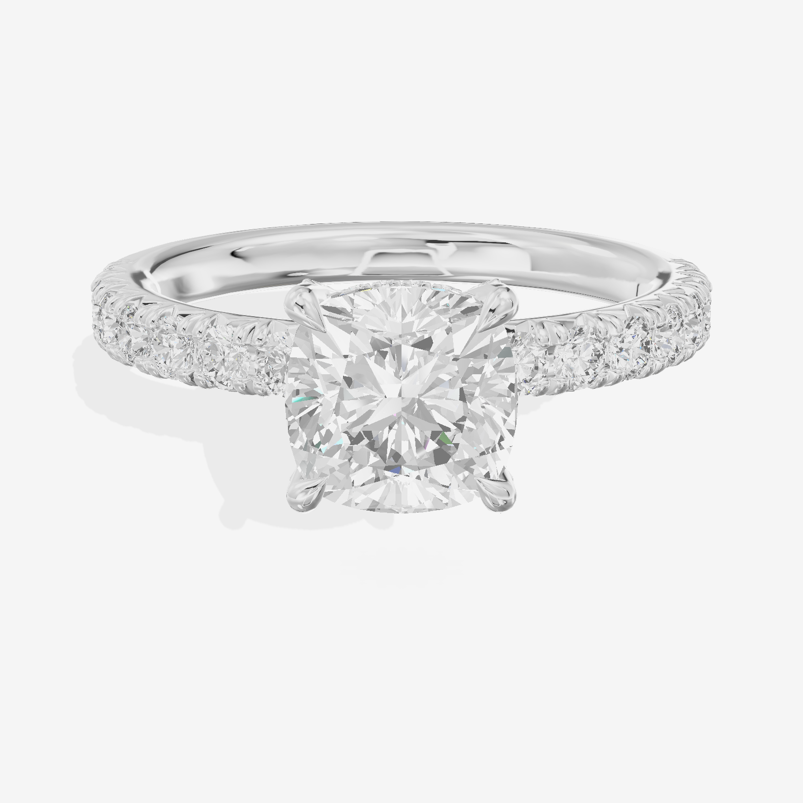 Twined Maia Cushion Engagement Ring with Side Stones (1/2 ct. tw.) in 18K White Gold