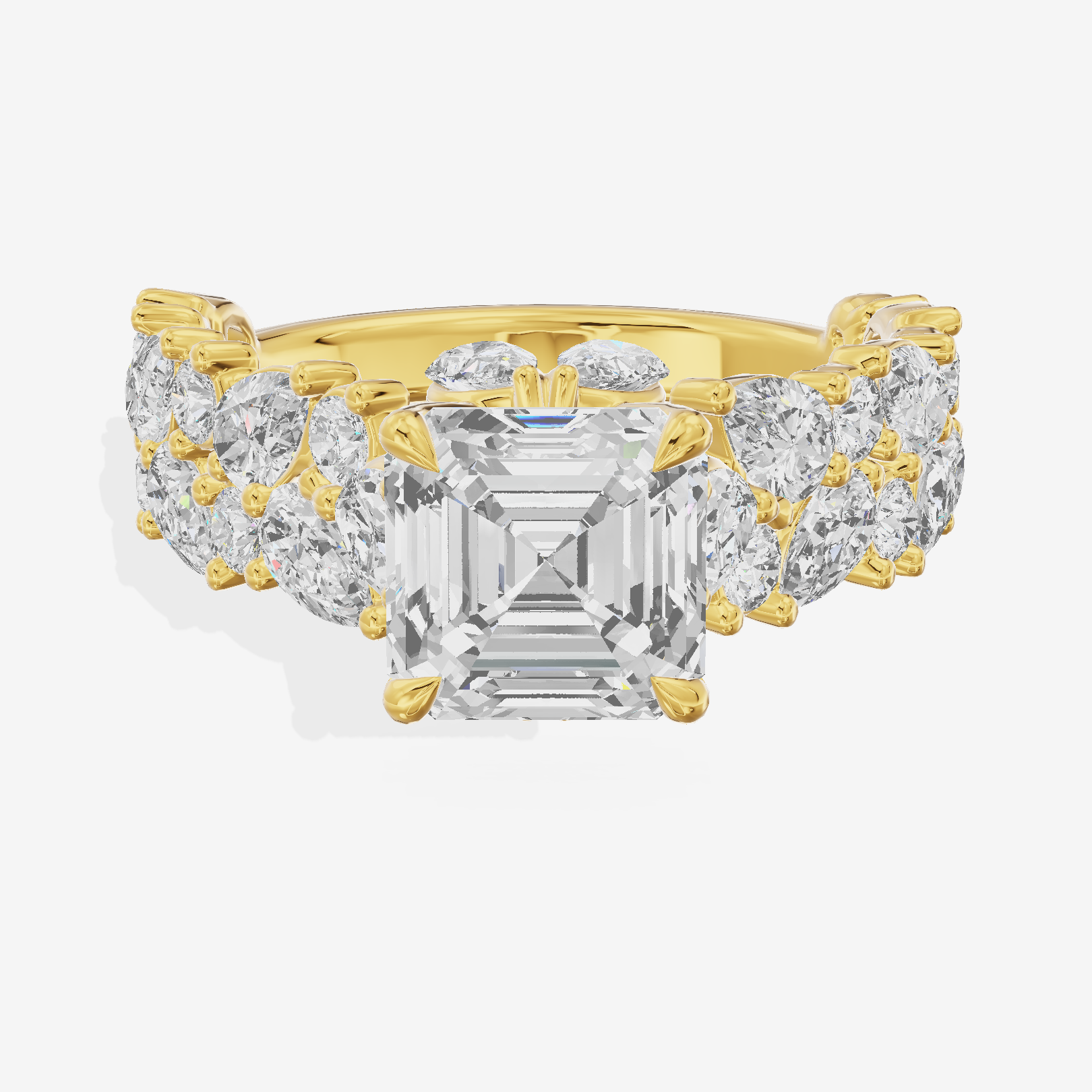 Grand Janevra Asscher Engagement Ring with Side Stones (3/4 ct. tw.) in 14K Yellow Gold