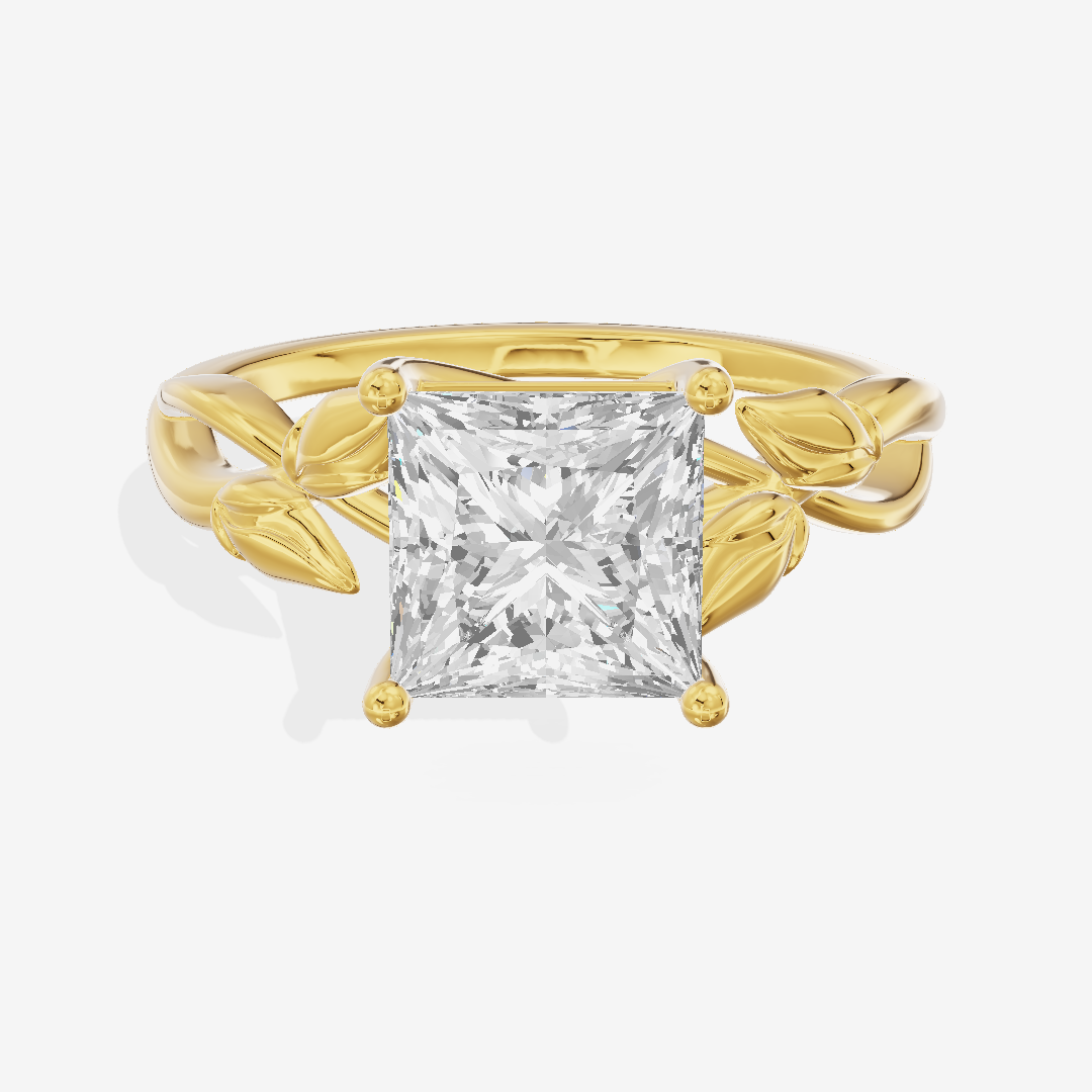 Sealed Vowsae 2.5mm Princess Solitaire Engagement Ring in 14K Yellow Gold