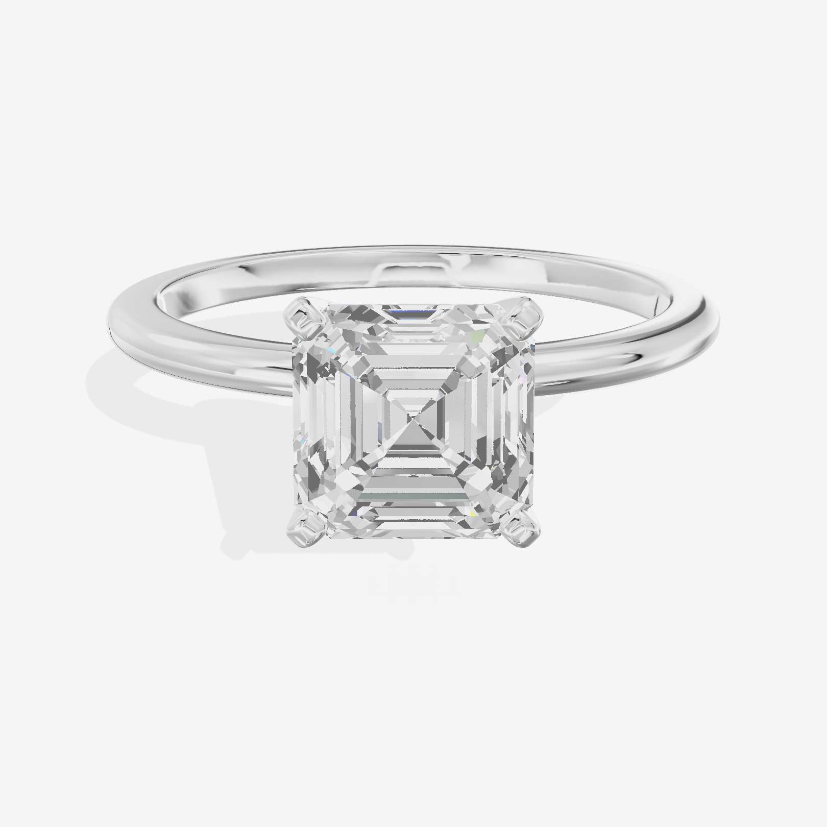Coeurine 1.5mm Asscher Comfort Fit Engagement Ring in Platinum