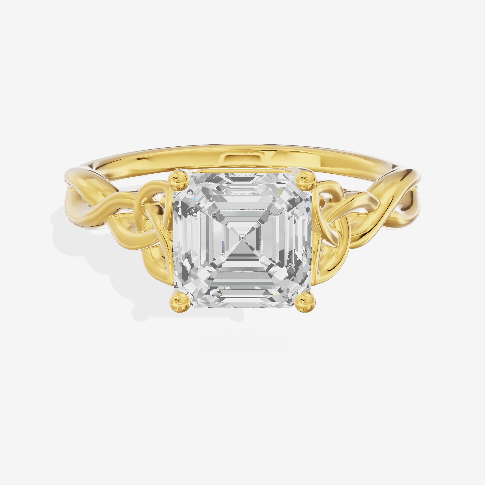 Modern Vowsae 2.5mm Asscher Solitaire Engagement Ring in 18K Yellow Gold