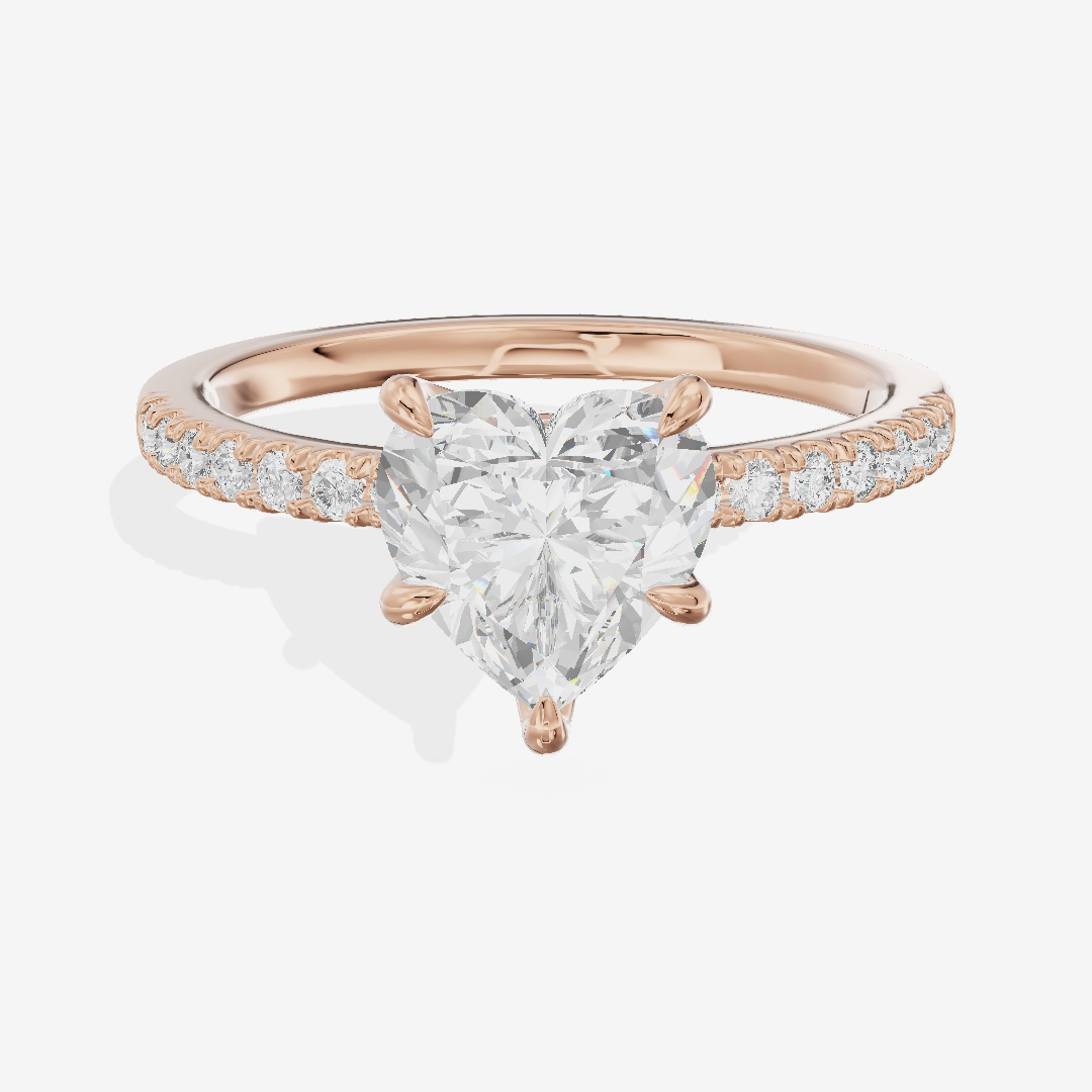 Promezza Cathedral Heart Engagement Ring with Side Stones (1/6 ct. tw.) in 14K Rose Gold