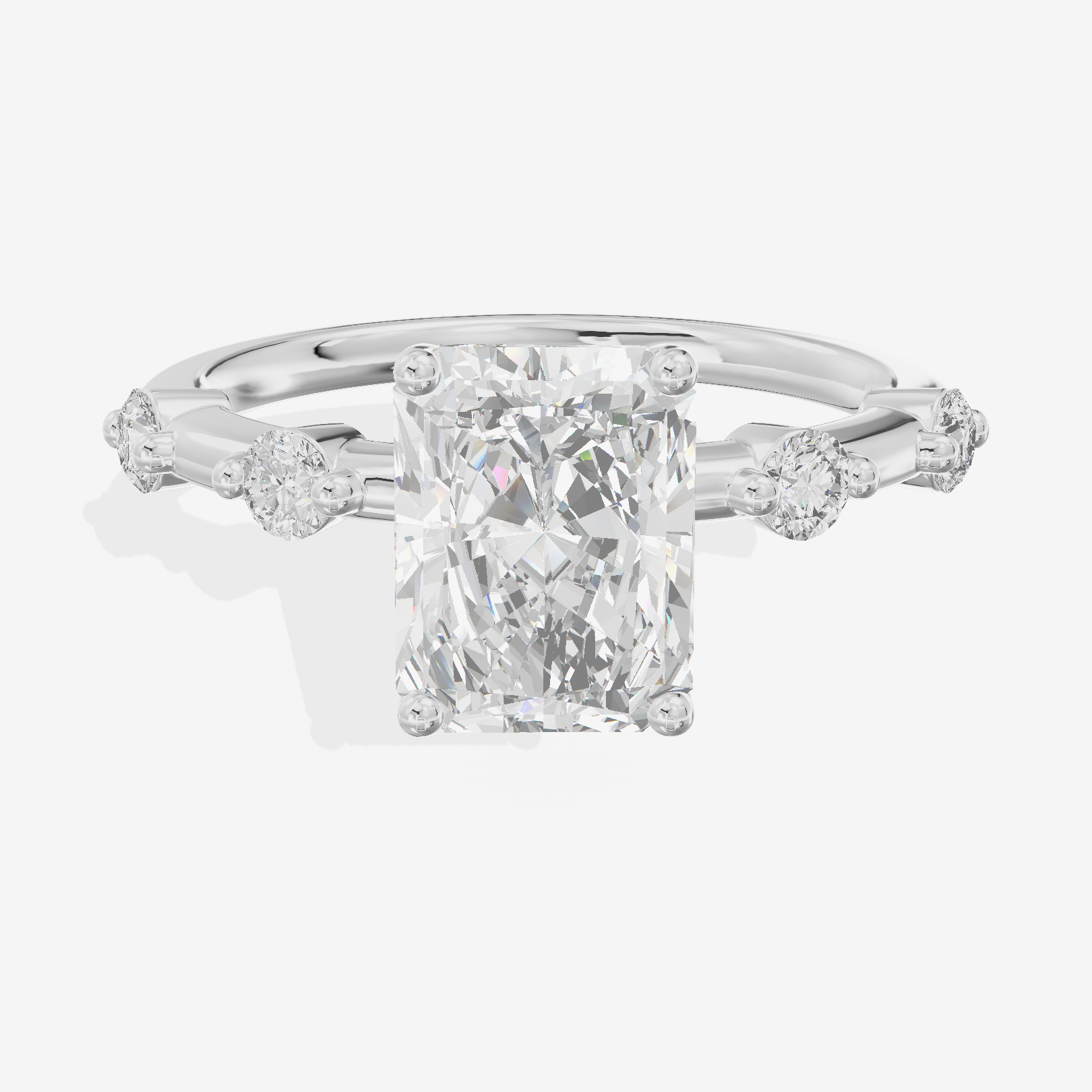 Petite Heartline Radiant Engagement Ring with Side Stones (1/5 ct. tw.) in Platinum