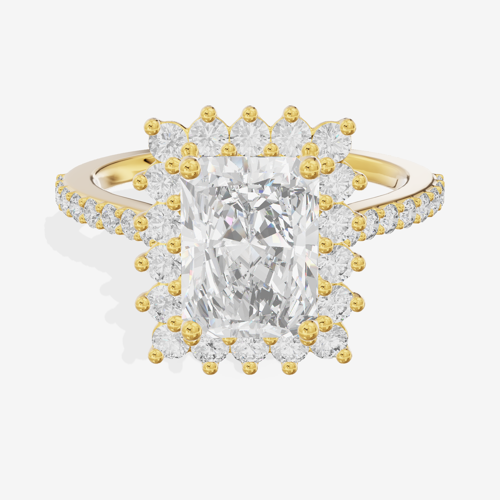 Sincere Halo Radiant Engagement Ring (1/15 ct. tw.) in 18K Yellow Gold