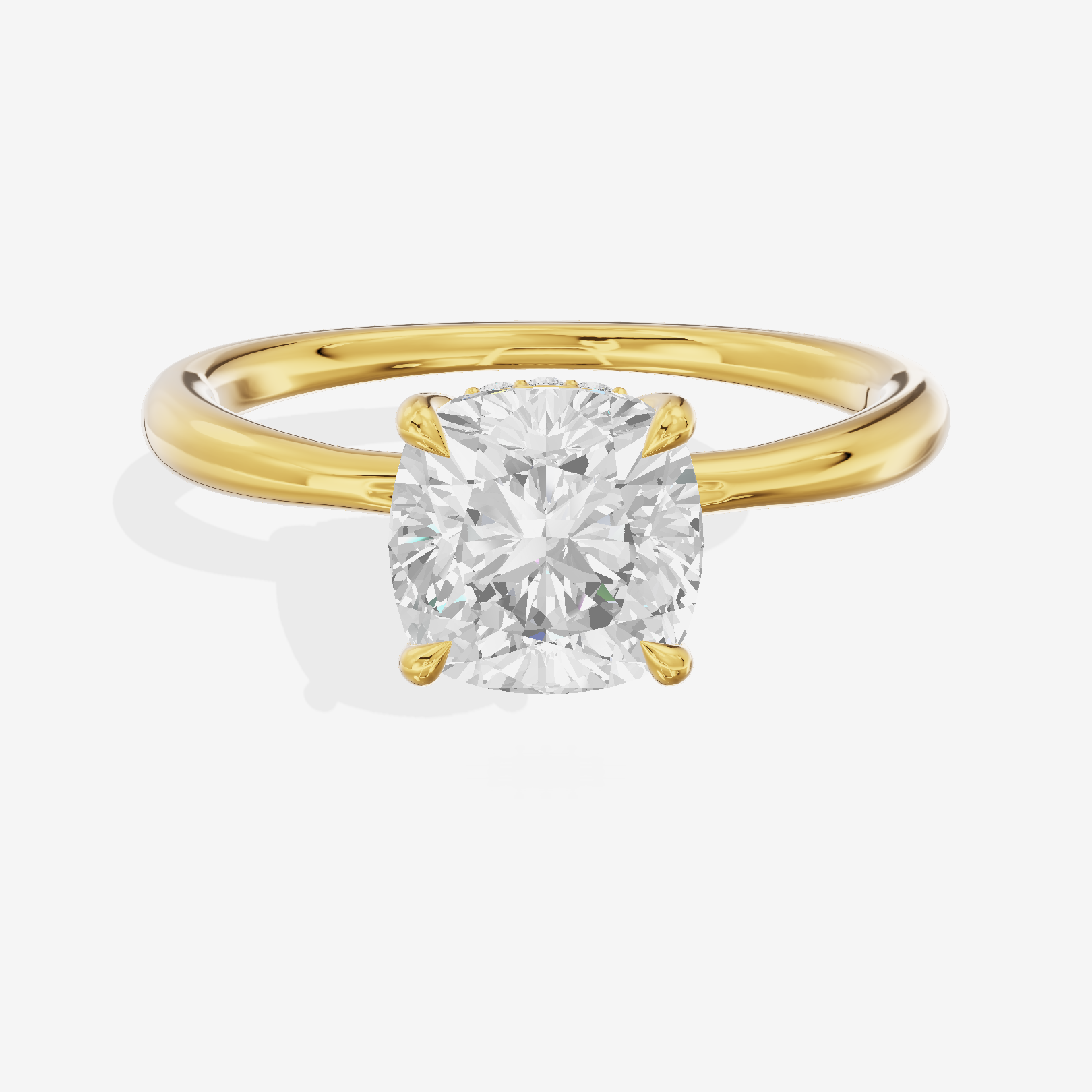 One of One Hidden Halo Cushion Engagement Ring (1/2 ct. tw.) in 18K Yellow Gold
