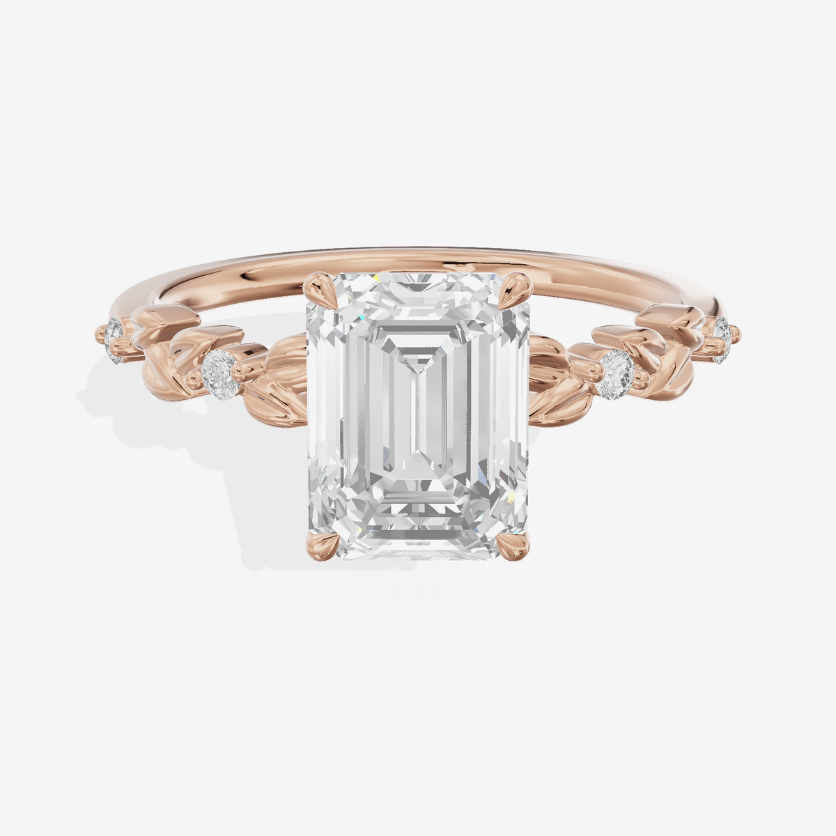 Tender Promezza Emerald Engagement Ring with Side Stones (1/20 ct. tw.) in 18K Rose Gold