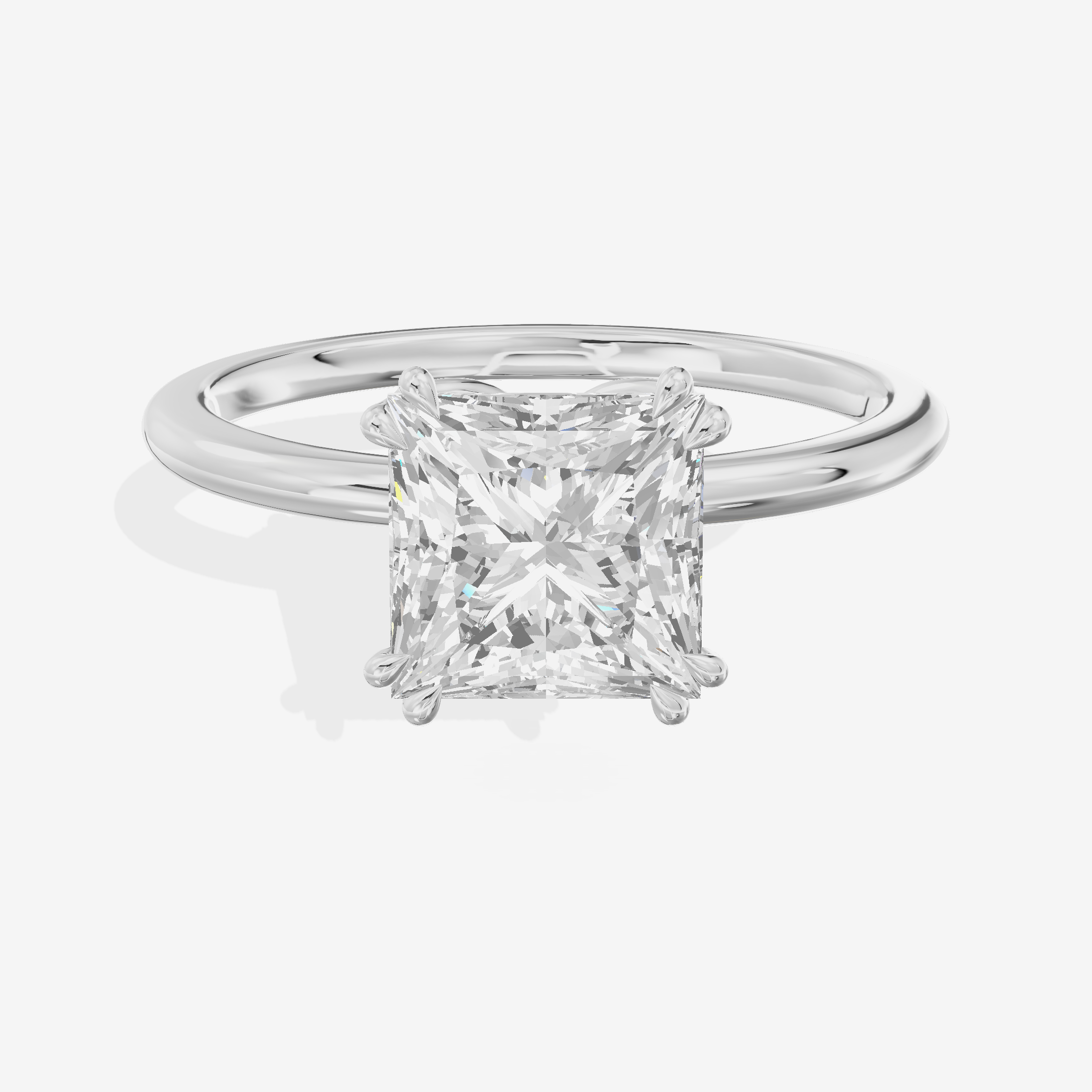 Promezza Solitaire 1.5mm Princess Engagement Ring in 14K White Gold