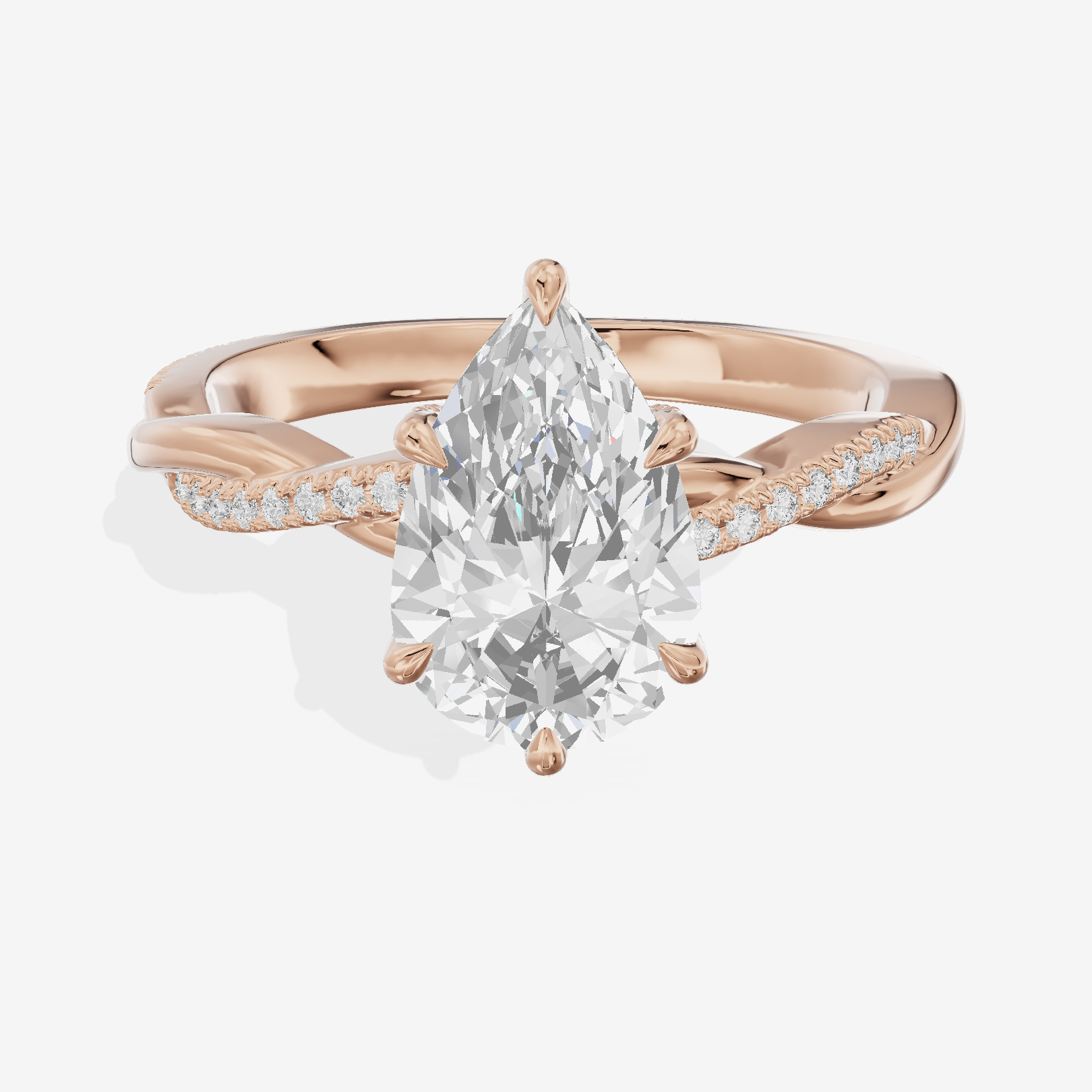 Petite Adorae Pear Hidden Halo Engagement Ring (1/5 ct. tw.) in 18K Rose Gold