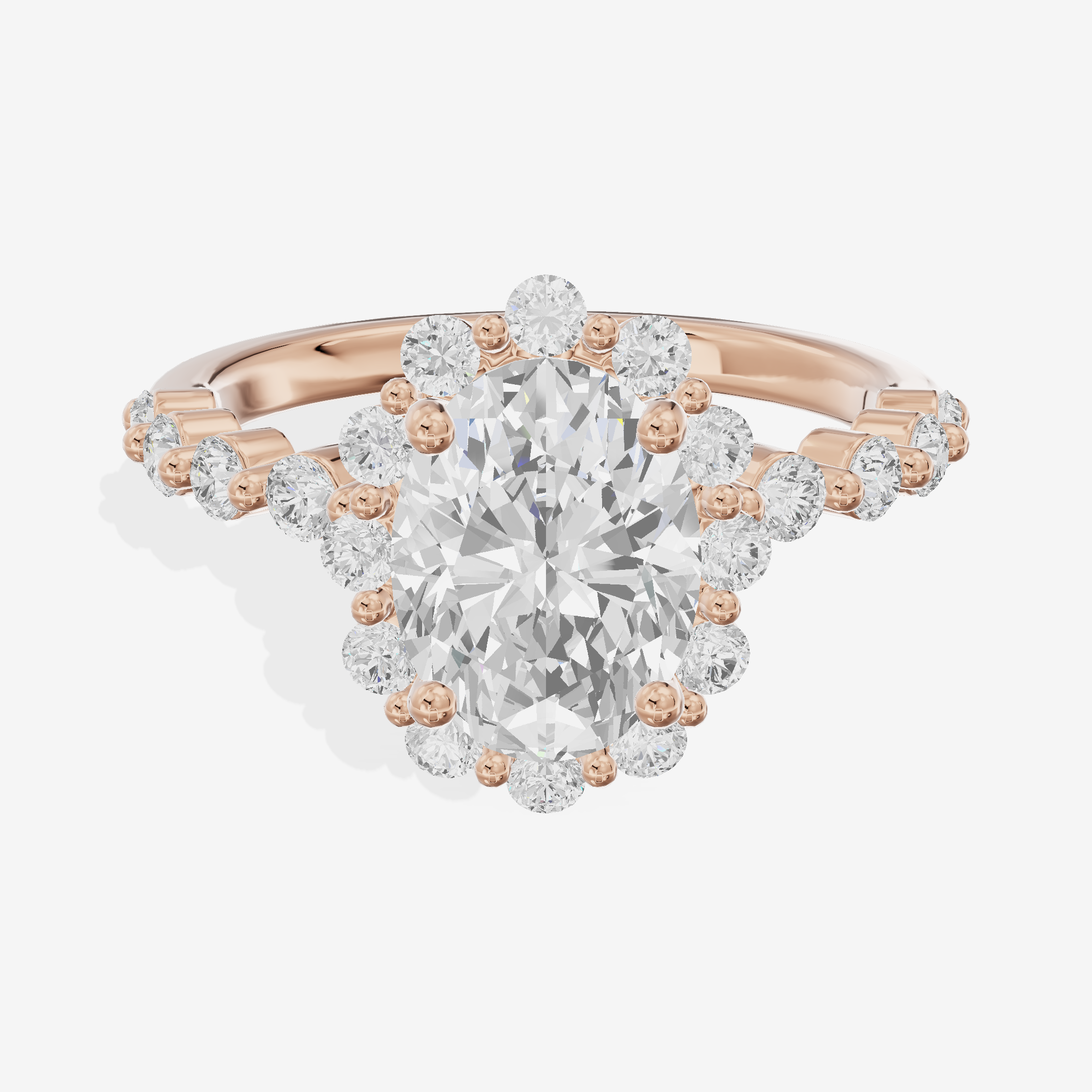 Vowsae Halo Oval Engagement Ring (1/5 ct. tw.) in 14K Rose Gold