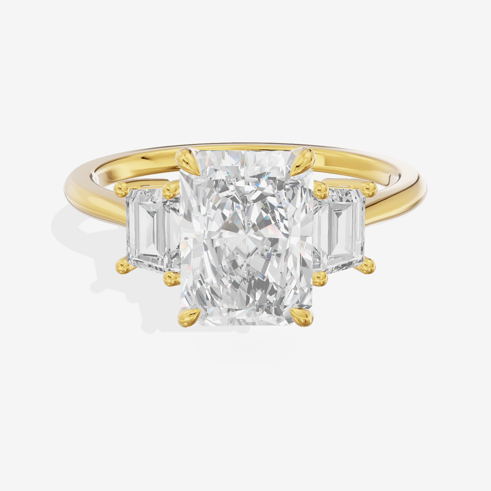 Triade Side Stone Radiant Three Stone Engagement Ring (2/5 ct. tw.) in 18K Yellow Gold