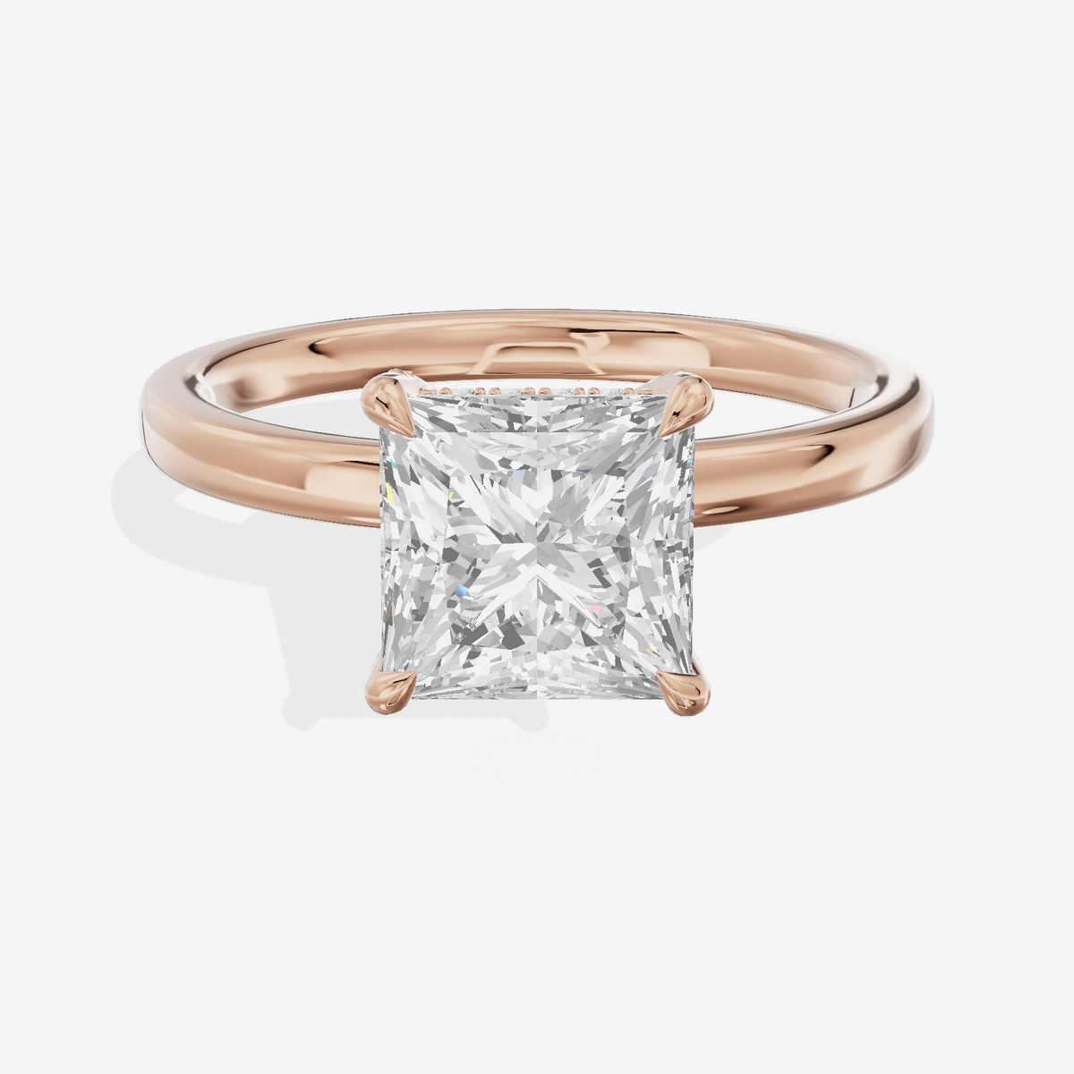Selenia Basket Split Shank Princess Engagement Ring with Side Stones (1/8 ct. tw.) in 18K Rose Gold