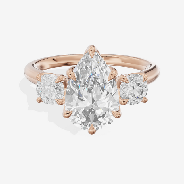 Eternal Sincere Three Stone Pear Engagement Ring (1/2 ct. tw.) in 18K Rose Gold