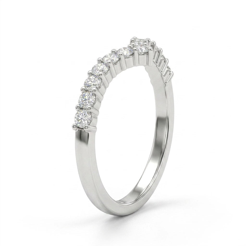 Chevron Round Engagement Ring (1/10 ct. tw.) in 18K White Gold
