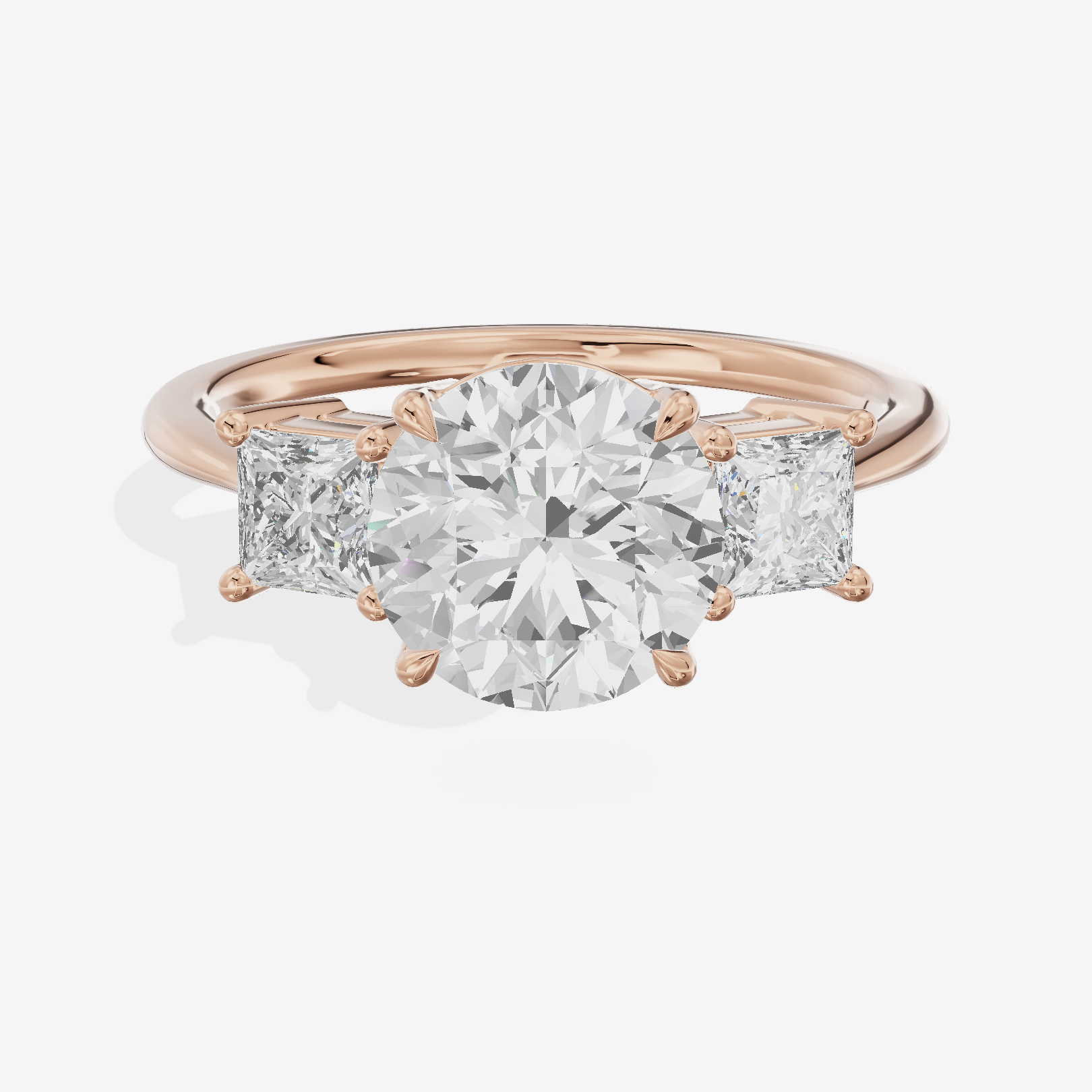 Royal Coeurine Three Stone Round Engagement Ring (1/2 ct. tw.) in 14K Rose Gold