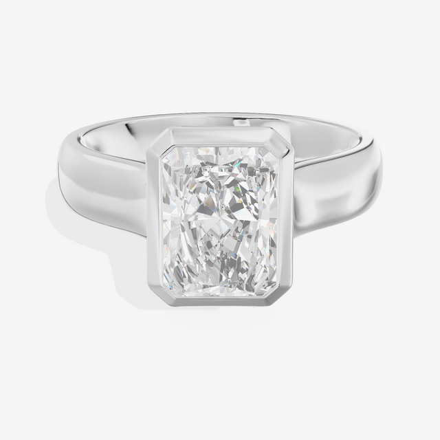 Cherubine 4mm Radiant Bezel Engagement Ring in 14K White Gold