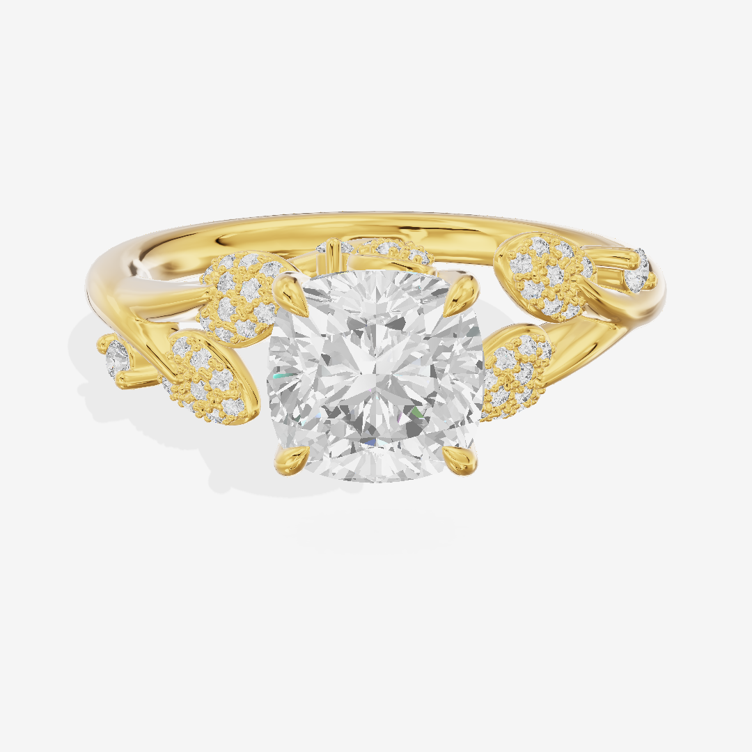 Lightwoven Cushion Engagement Ring with Side Stones (1/6 ct. tw.) in 18K Yellow Gold