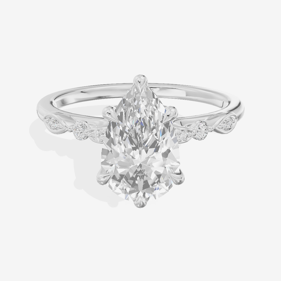 Modern Maia Pear Engagement Ring with Side Stones (1/5 ct. tw.) in 14K White Gold