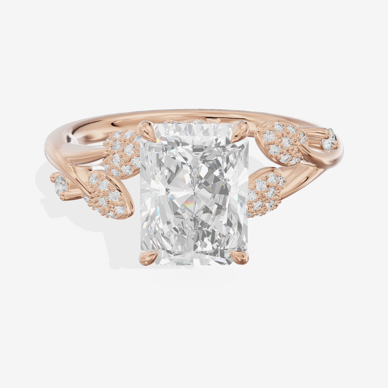 Grand Linger Radiant Engagement Ring with Side Stones (1/10 ct. tw.) in 18K Rose Gold